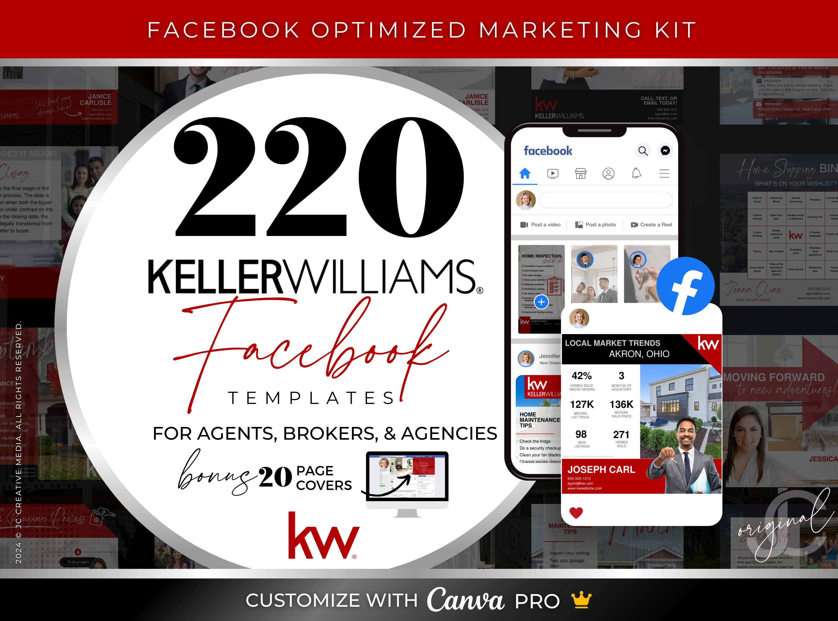 Keller Williams KW Canva templates for realtors, real estate agents, brokers, and agencies. Social media or Facebook marketing and branding templates.