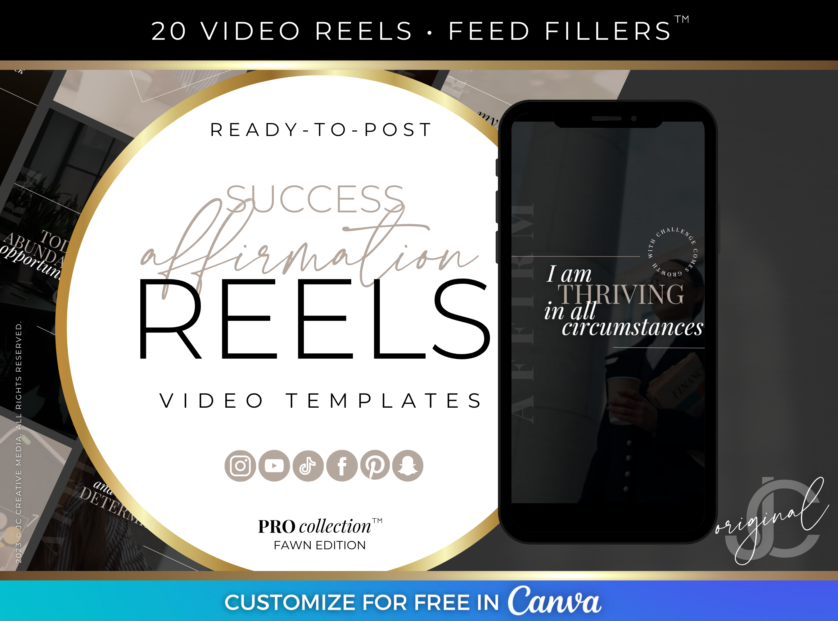 Success Affirmation Posts for Instagram Reels (Video Canva Templates) Executive Black and Beige Branding for Professionals