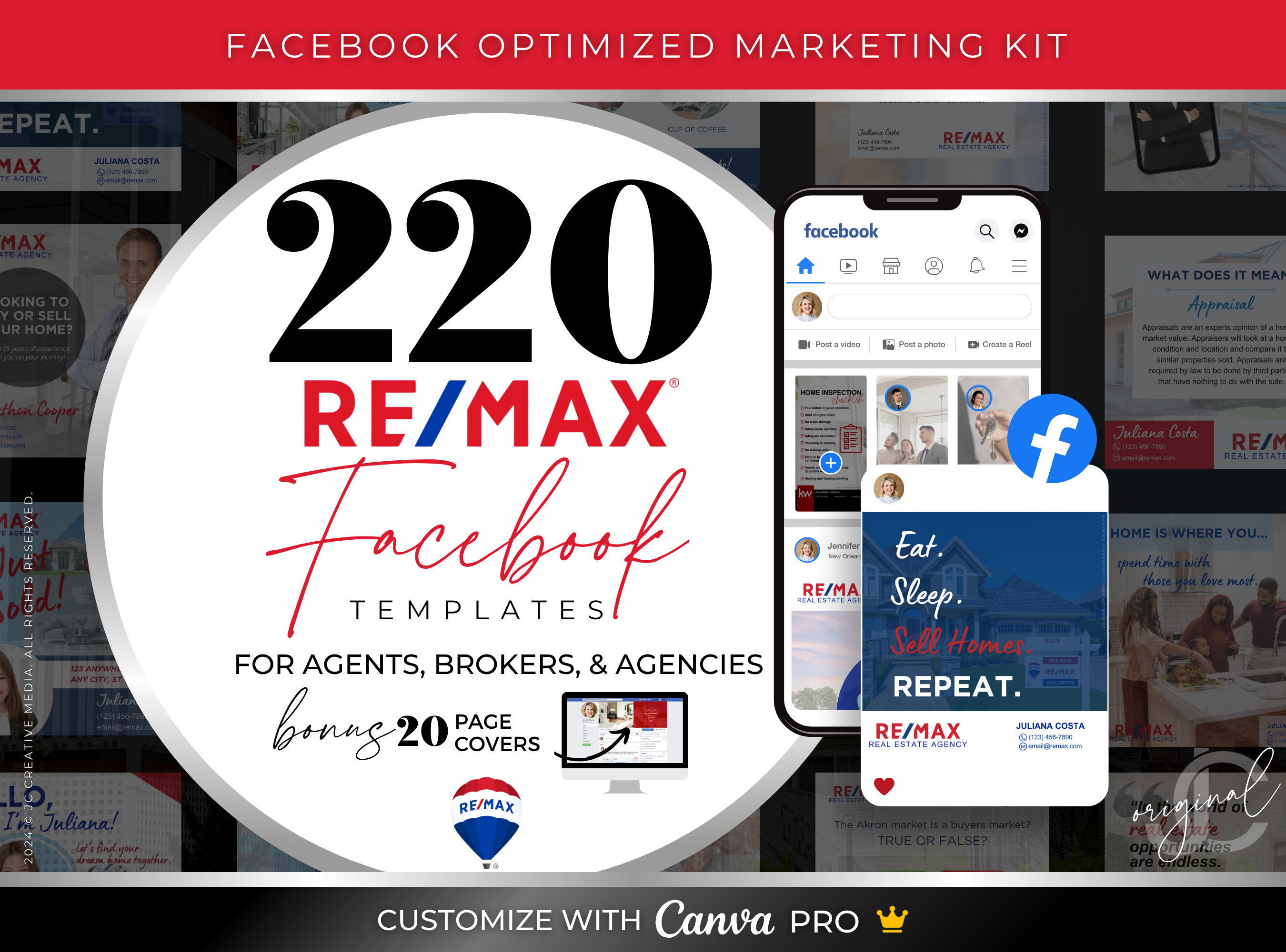 RE/MAX Facebook posts and page cover Canva templates for real estate marketing and branding