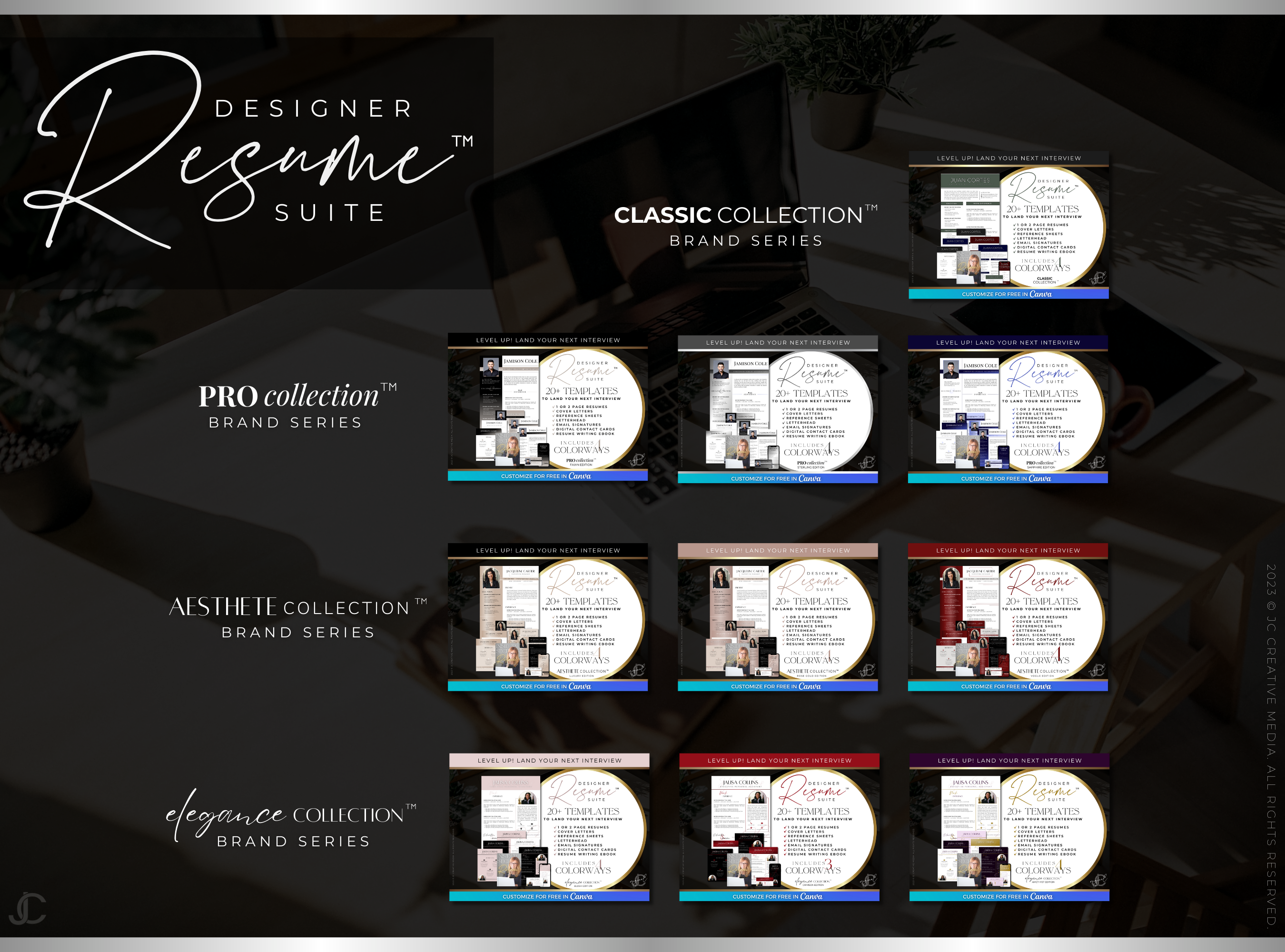 Designer Resume™ Suite (Canva Templates) | Estate Collection™ Modern Edition