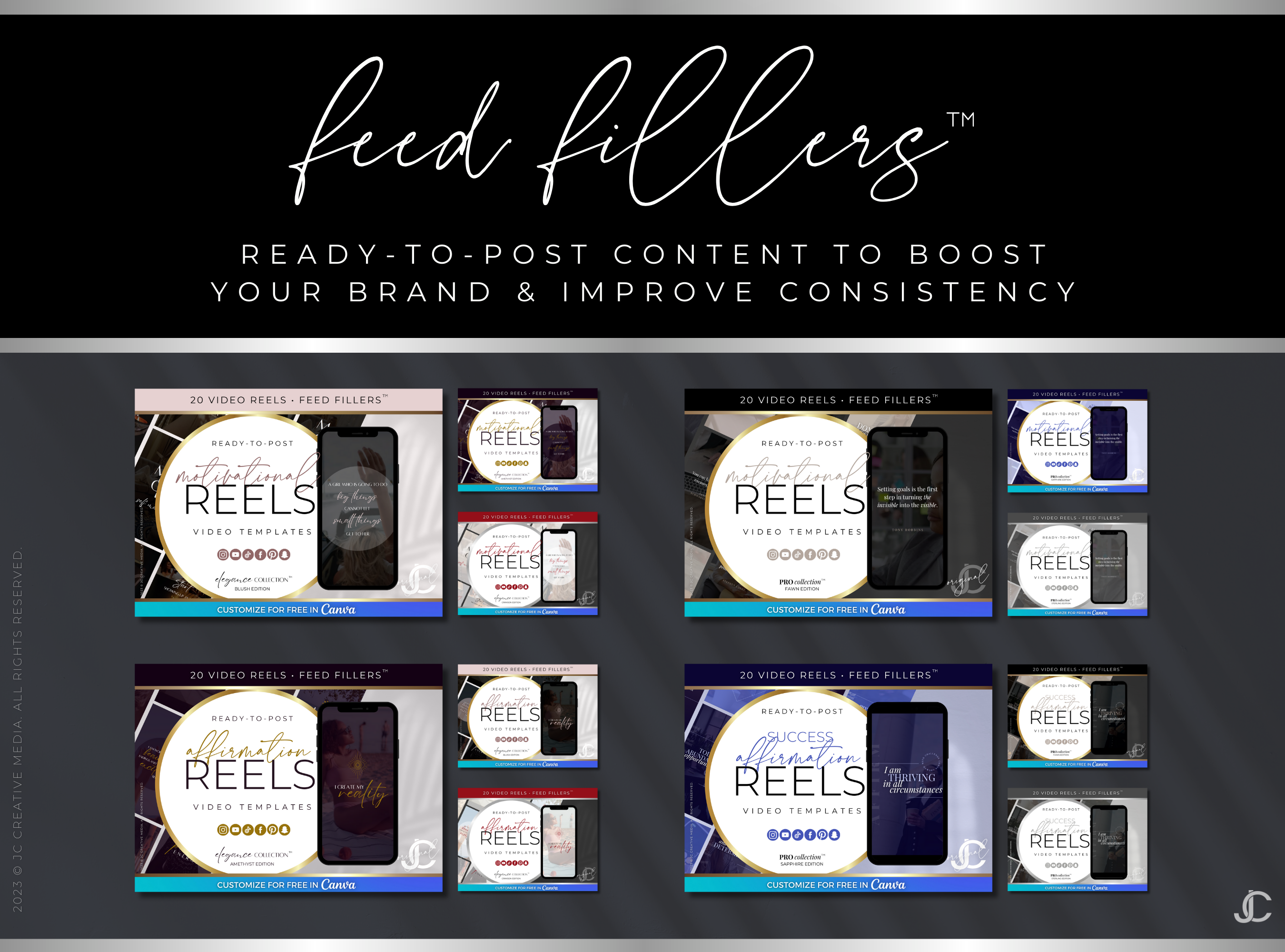 21 Real Estate Marketing Reels Posts: VOL. 2 (Canva Video Templates) | Estate Collection™ Midnight Edition