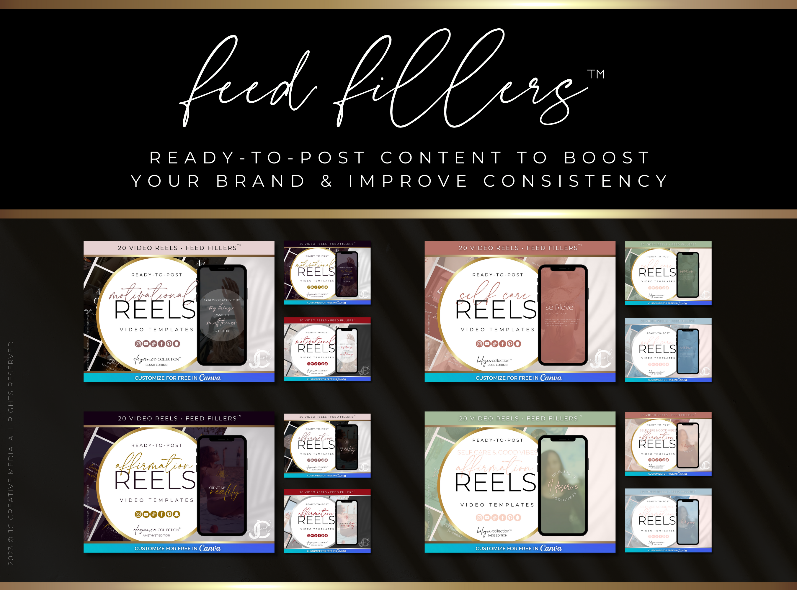 21 Vacuum Therapy BBL & Breast Lift Marketing Reels Posts for Spas & Specialists (Canva Video Templates) | Aesthete Collection™ Rose Gold Edition