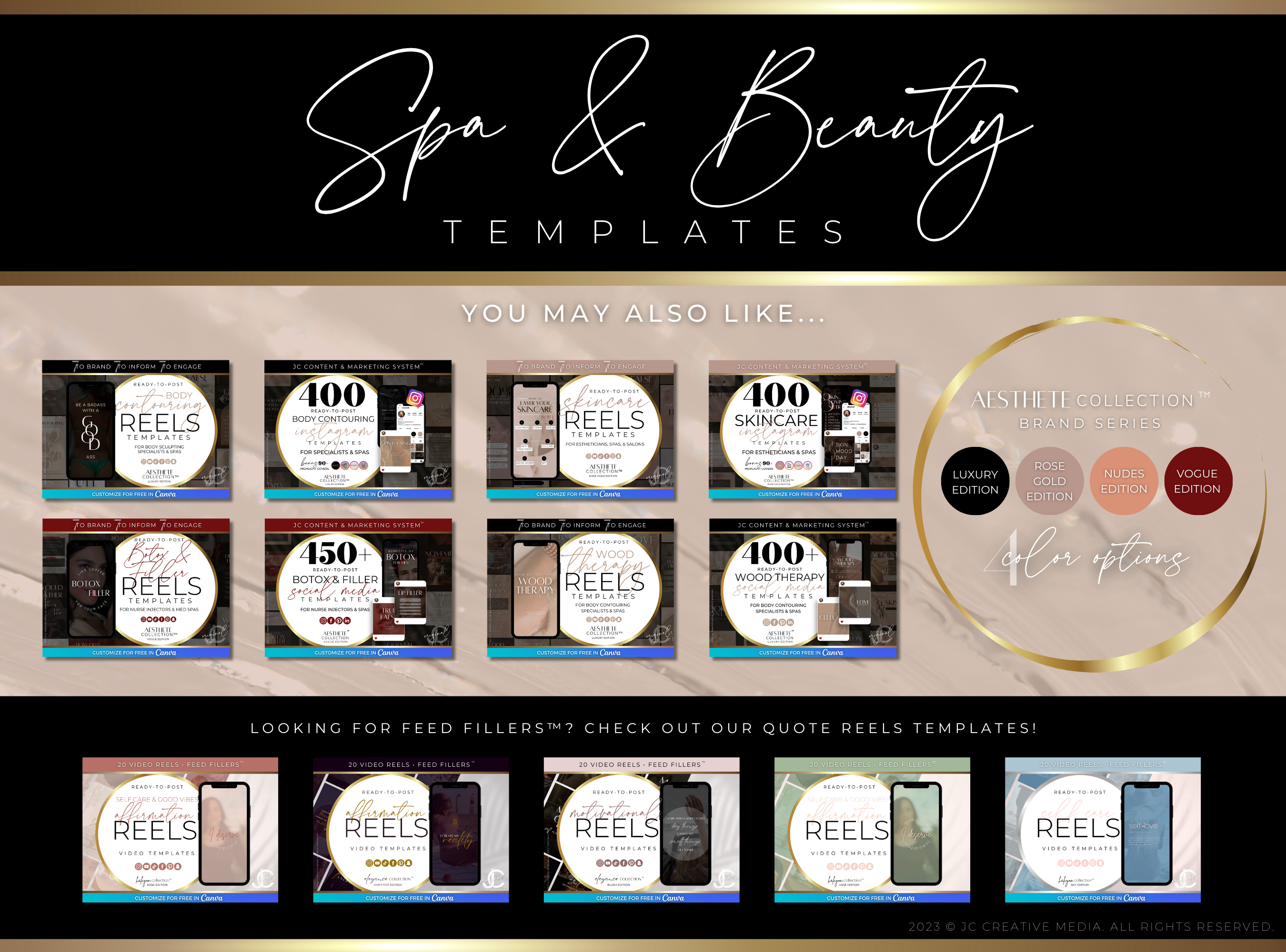 600+ Yoni Oil Business Social Media Canva Templates | Aesthete Collection™ Nudes Edition