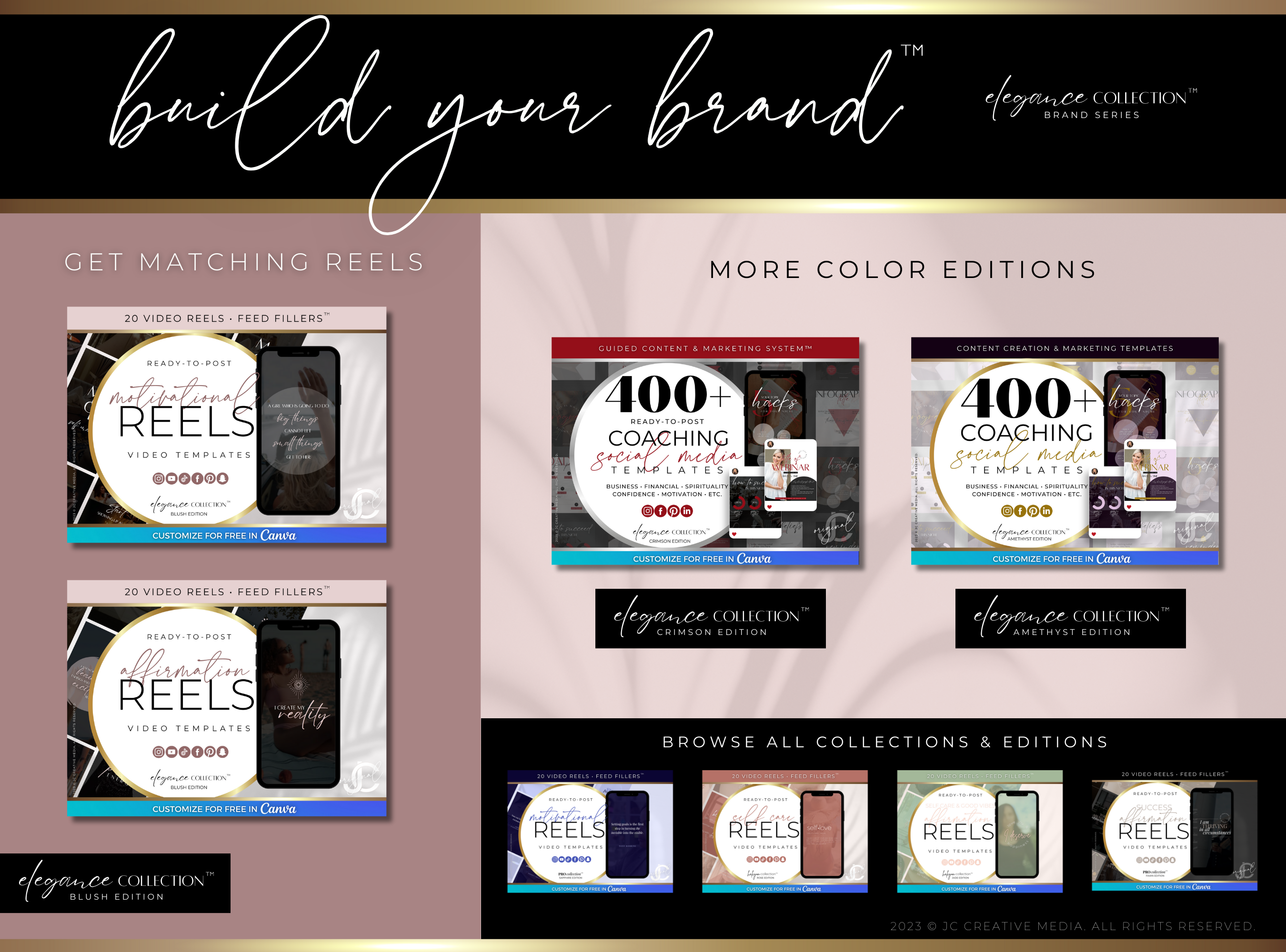 400+ Coaching Social Media Post Templates (Content, Infographics, & Marketing) | Elegance Collection™ Blush Edition