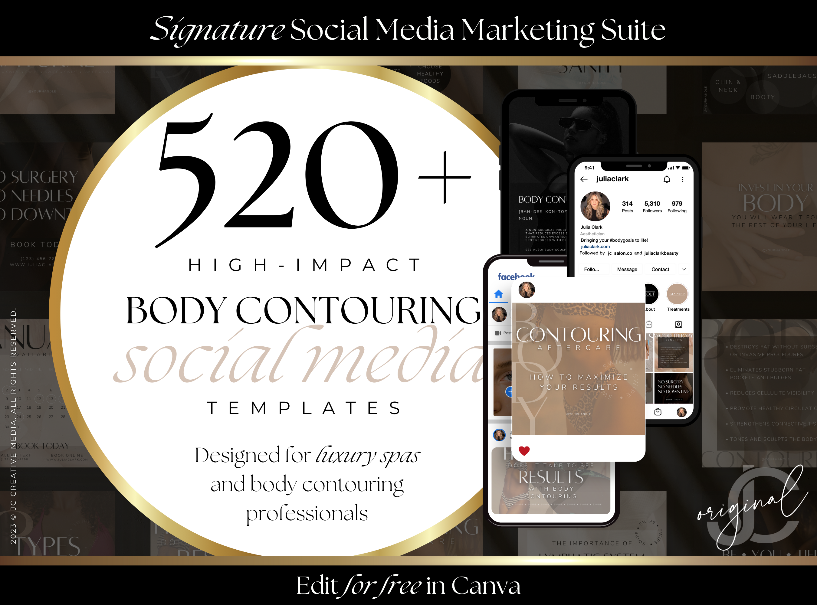 520+ Body Contouring & Spa Marketing Templates – Luxury Social Media Kit for Instagram & Facebook