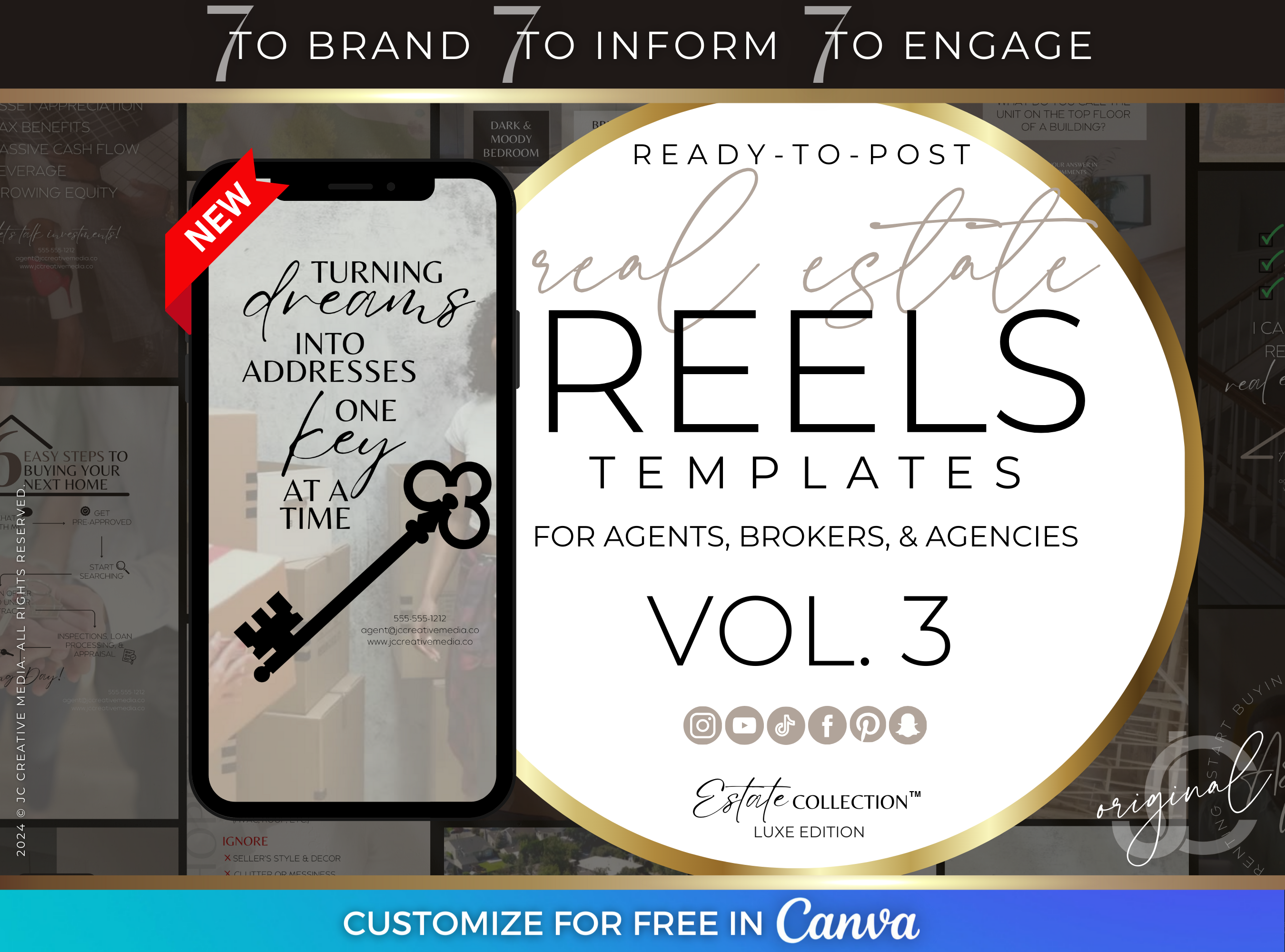 21 real estate reels videos by jc creative media (luxury bronze brown canva video templates)