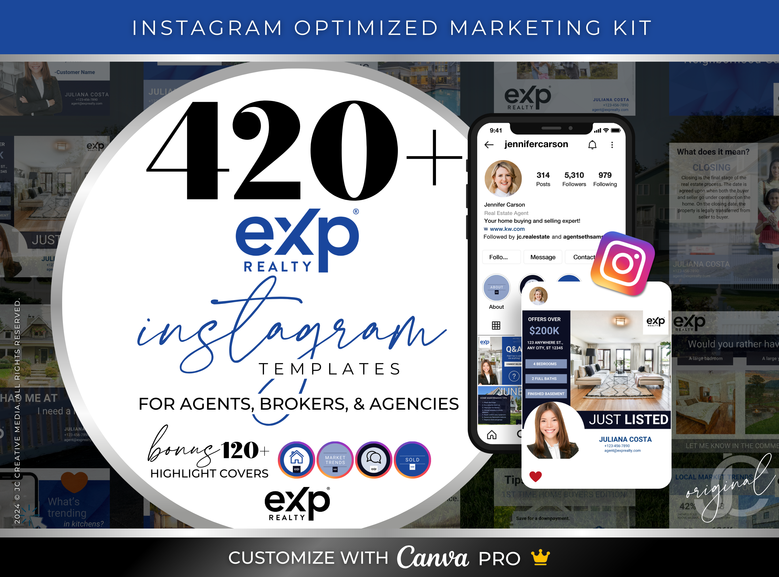 eXp Realty Instagram Canva Templates for Real Estate Social Media Marketing and Realtor Branding