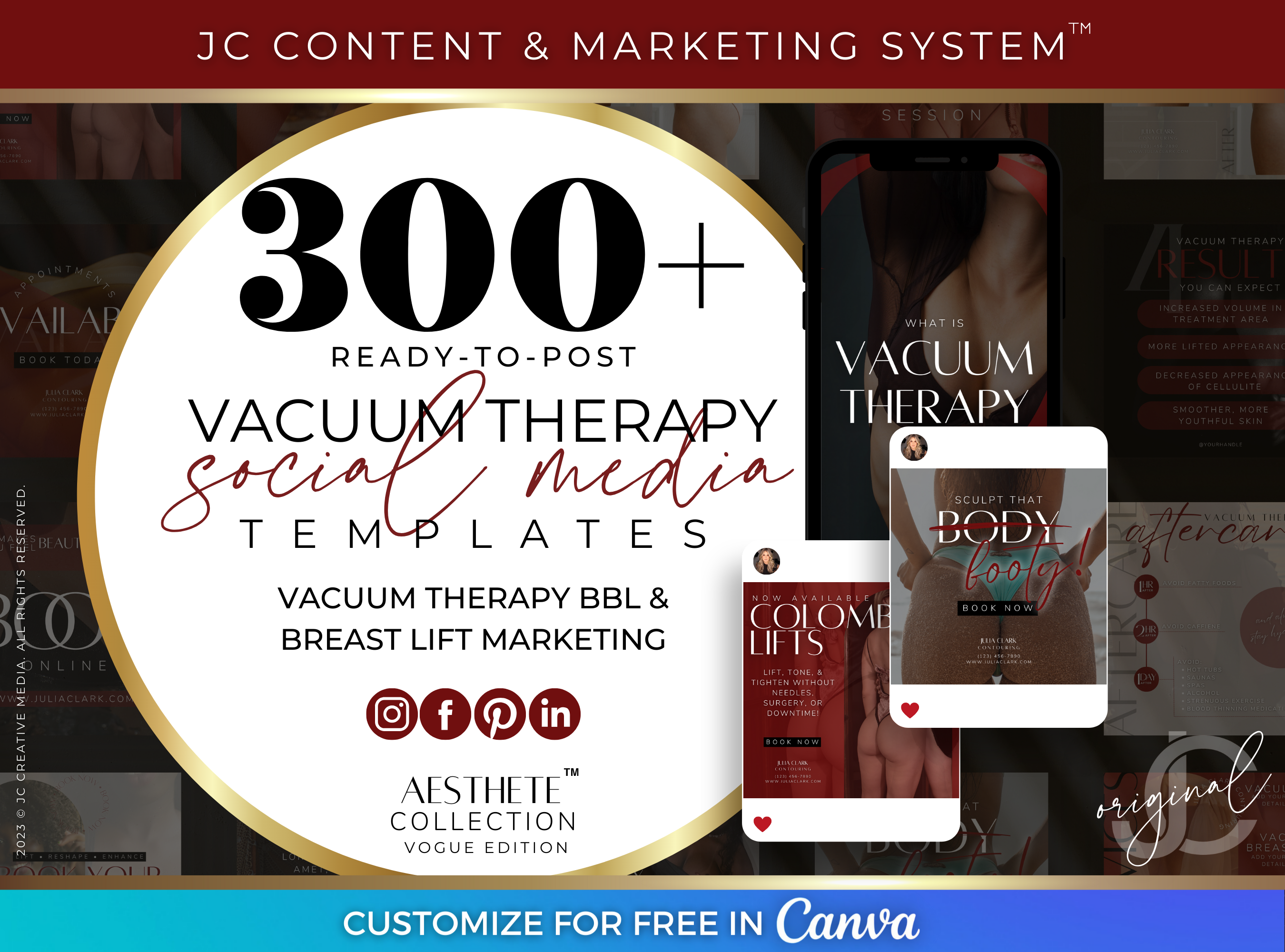 Vacuum Therapy Social Media Marketing Templates and Spa Branding by JC Creative Media