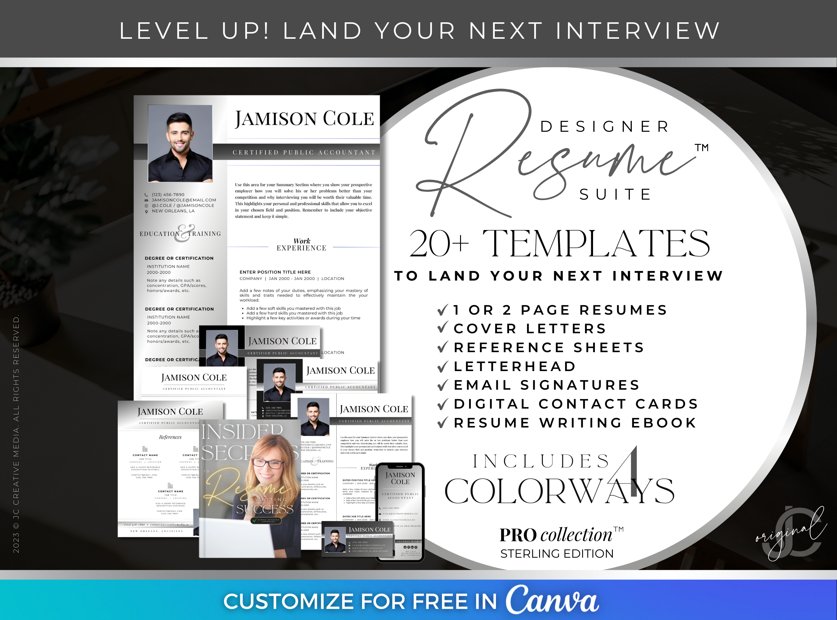 Executive Canva Resume Template with Photo (Professional Silver Personal Branding Templates)