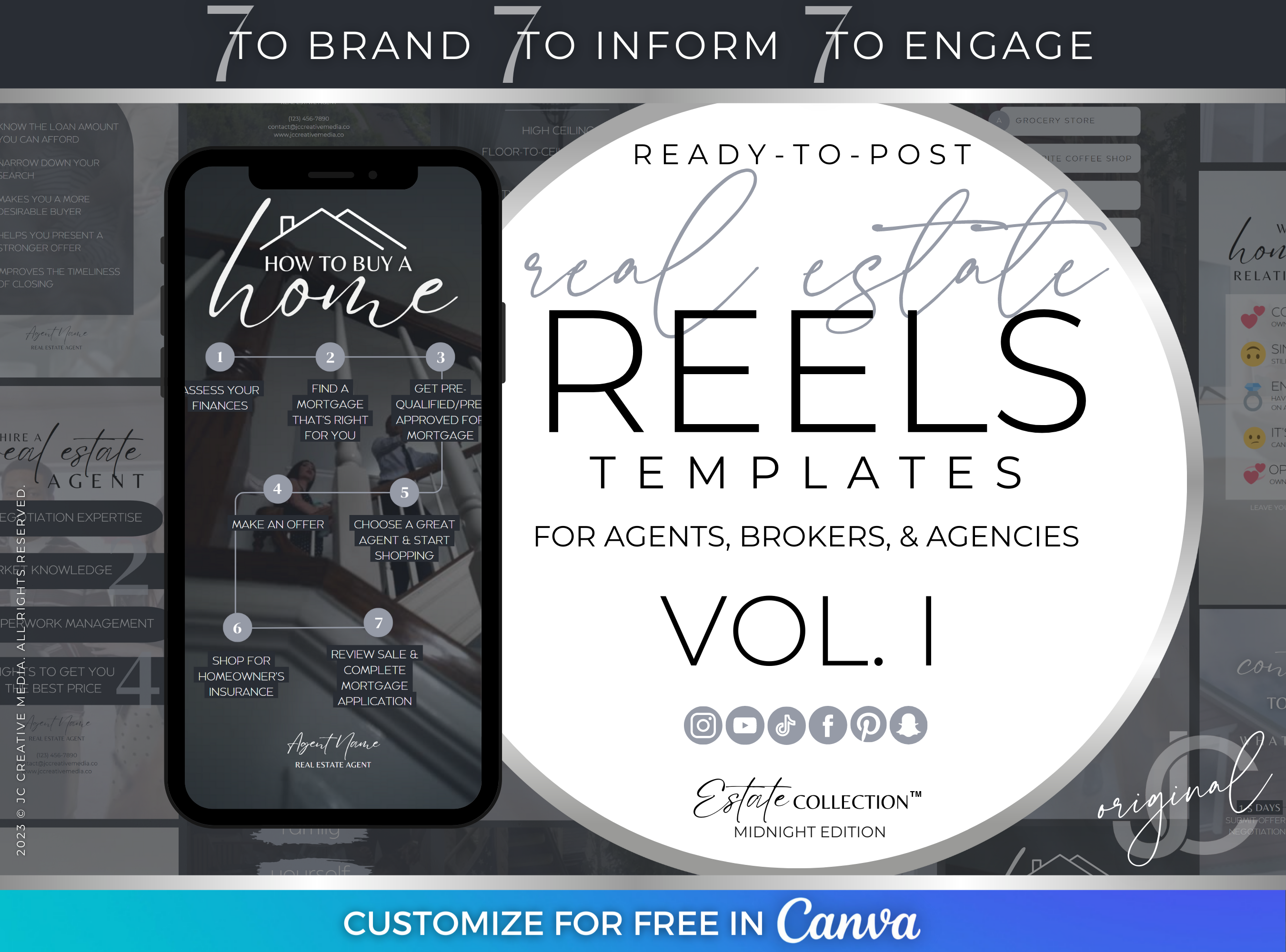 Realtor Reels for Real Estate Marketing (Canva Video Templates) Blue/Gray Branding Kit