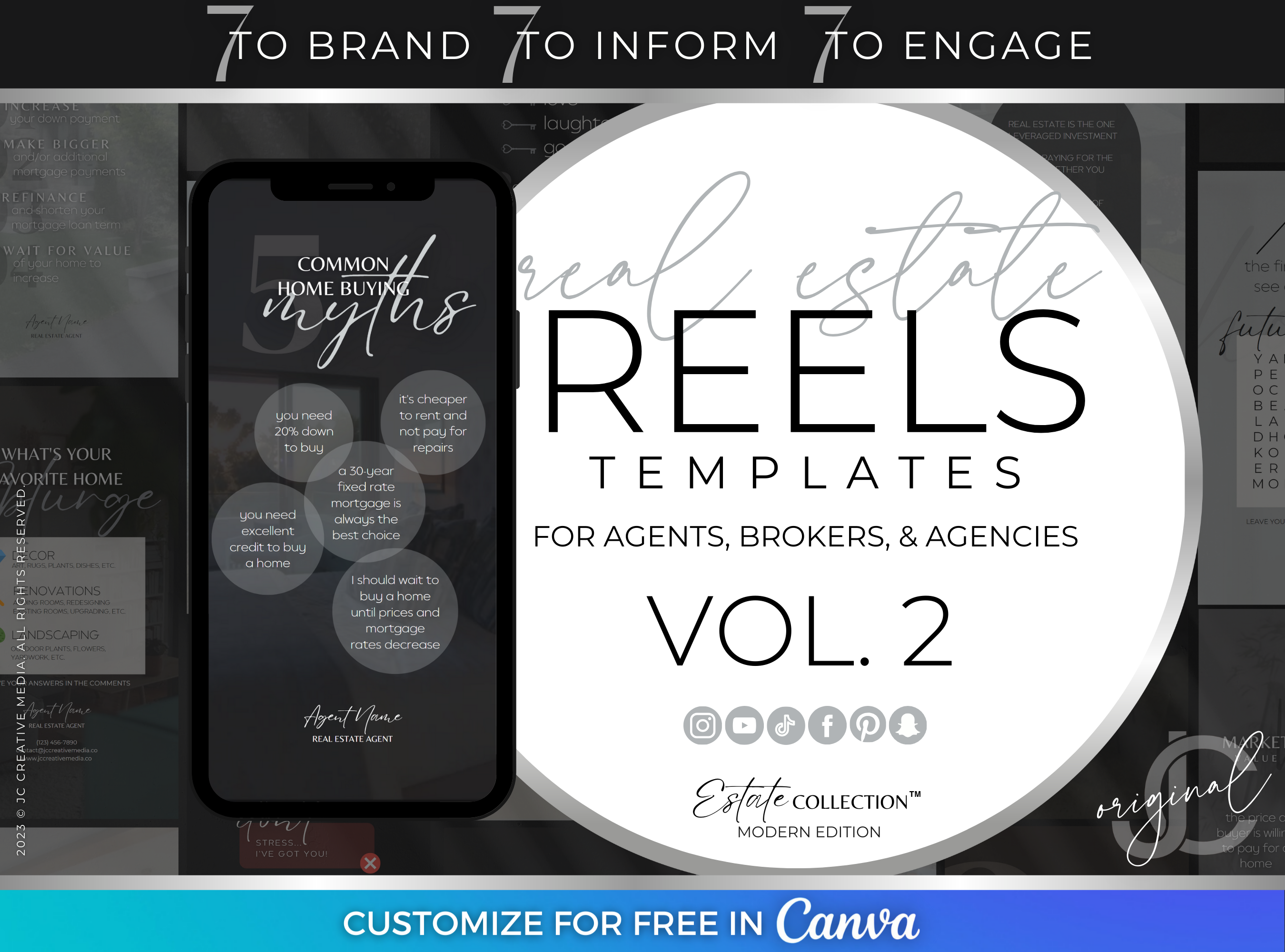 Ready-to-Post Real Estate Reels Video Canva Templates (Blue and Gray Branding Kit for Realtors)