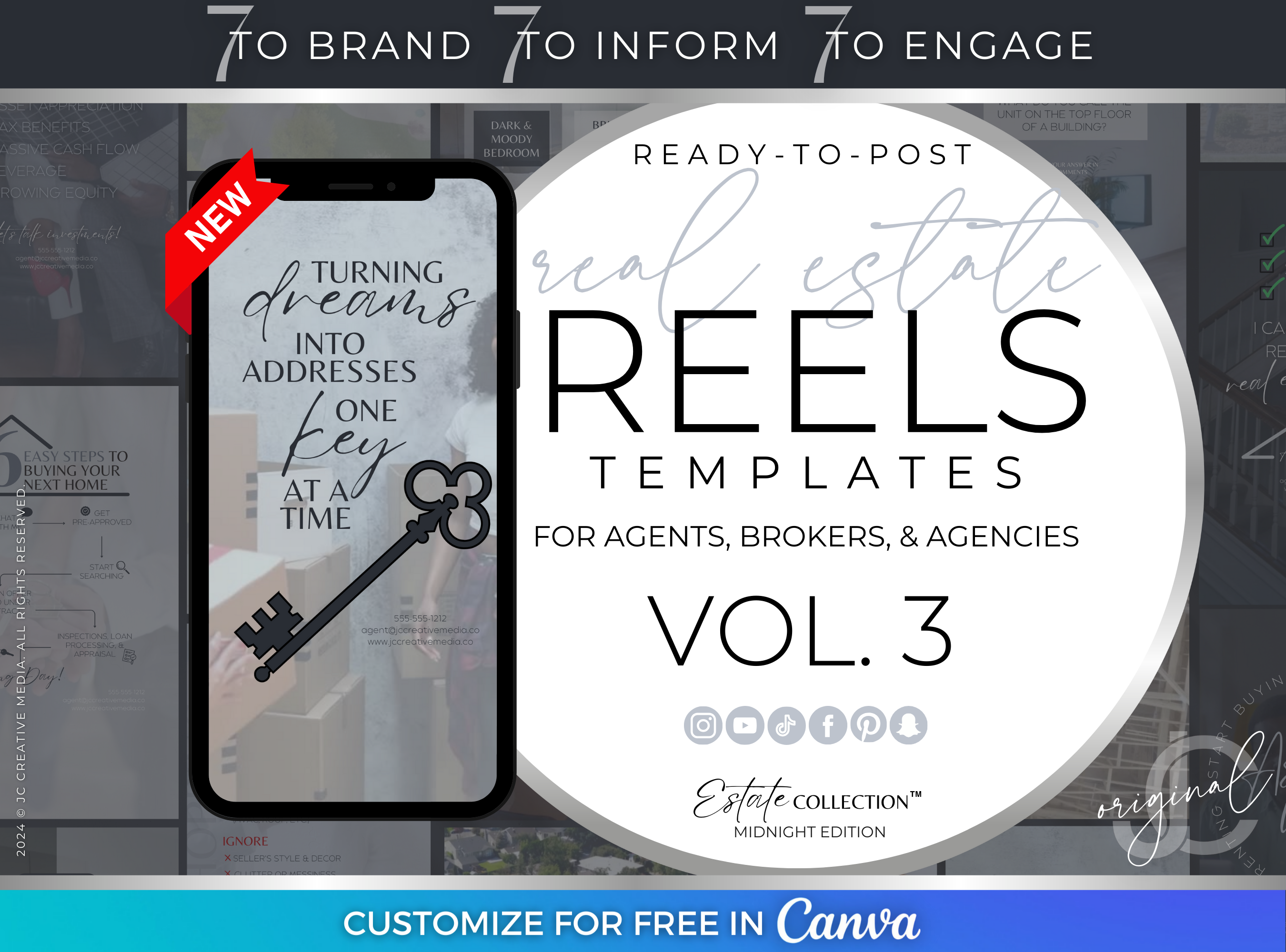 21 canva video reels for real estate agents, realtors, brokers, and agency marketing (blue/gray branding)