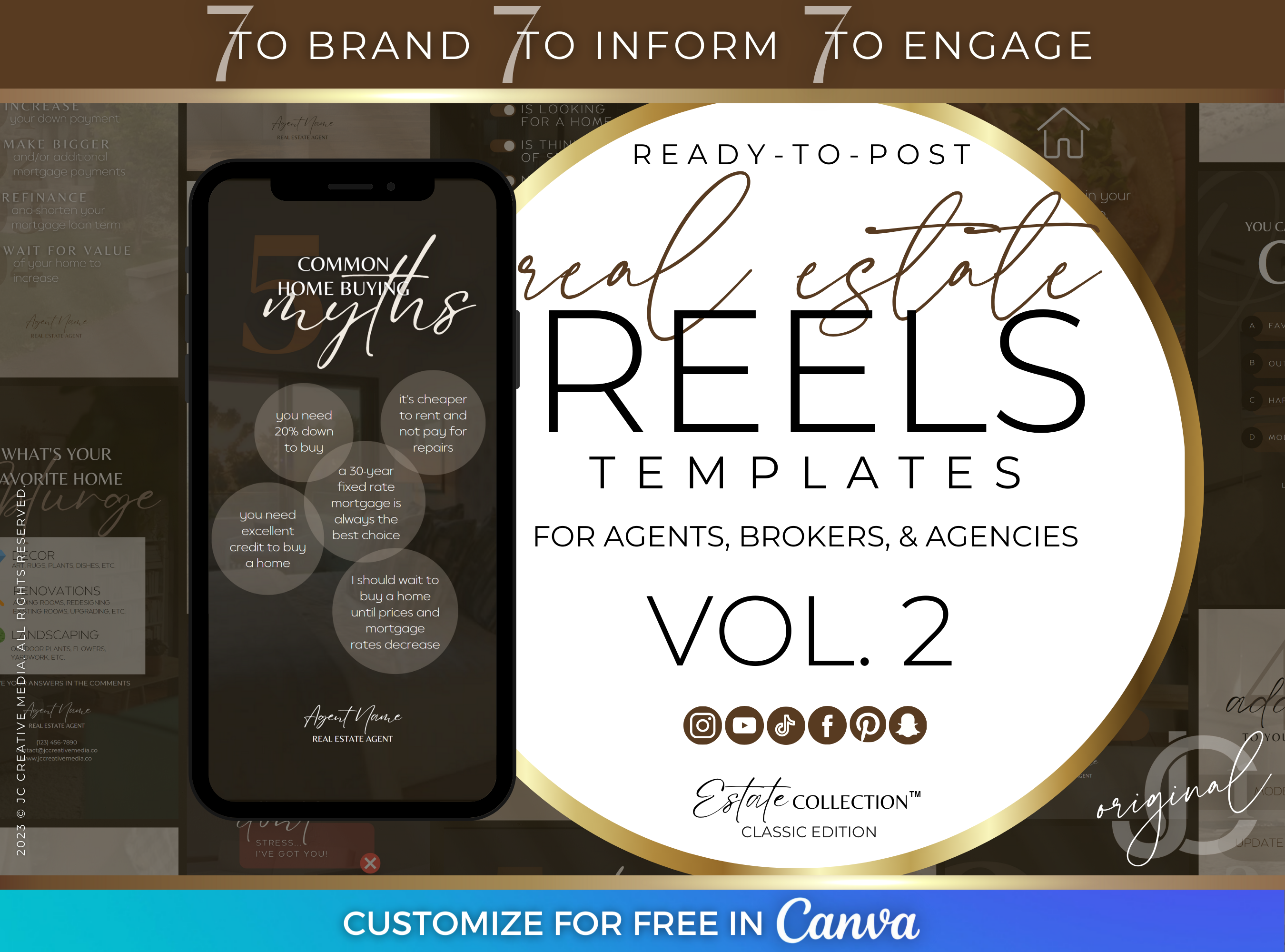 Realtor Marketing Instagram Reels Video Templates for Canva (Brown and Tan Branding Kit)