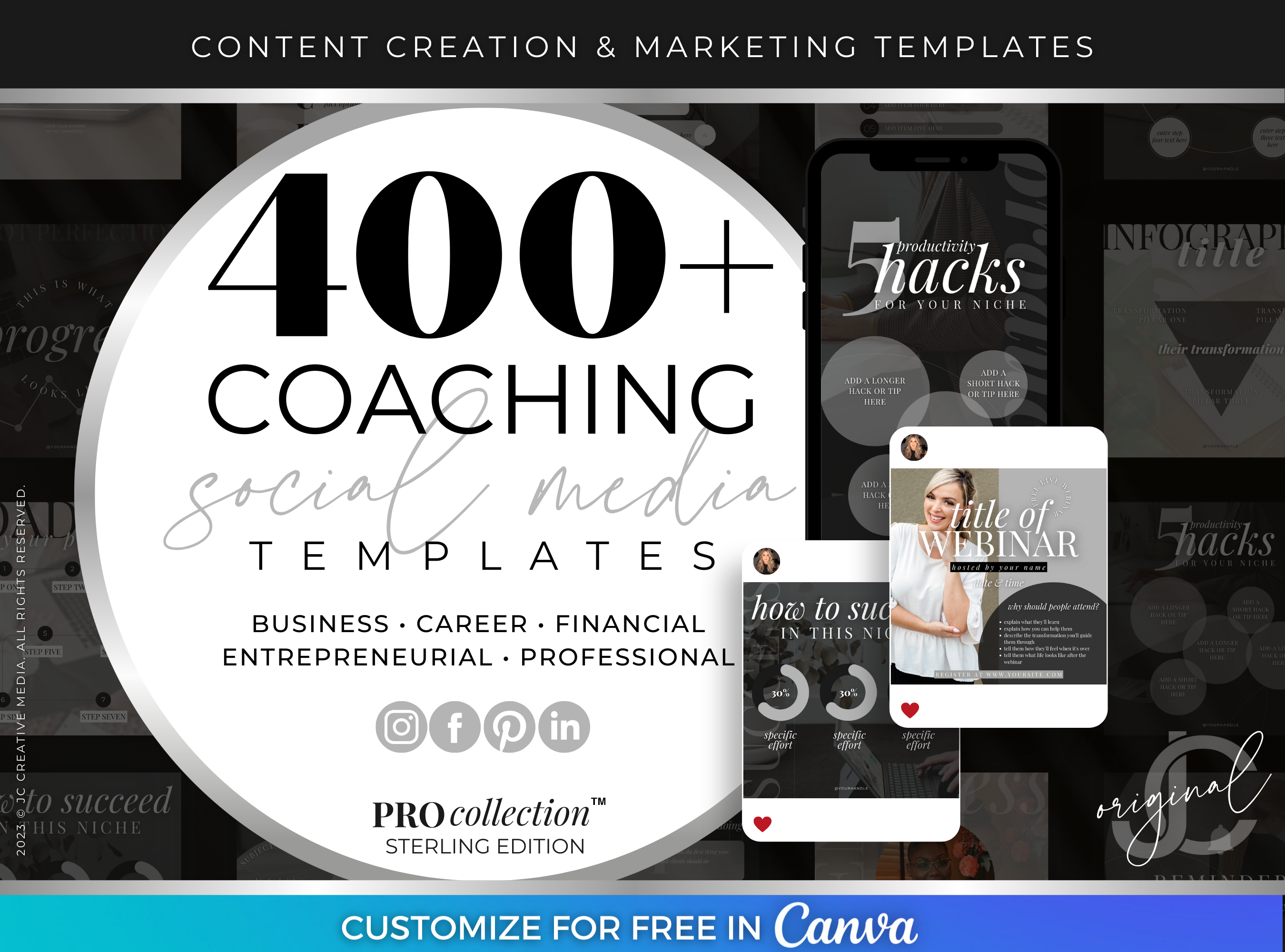 Business & Executive Coaching Templates (Marketing, Content, Infographics) Black and Gray Branding