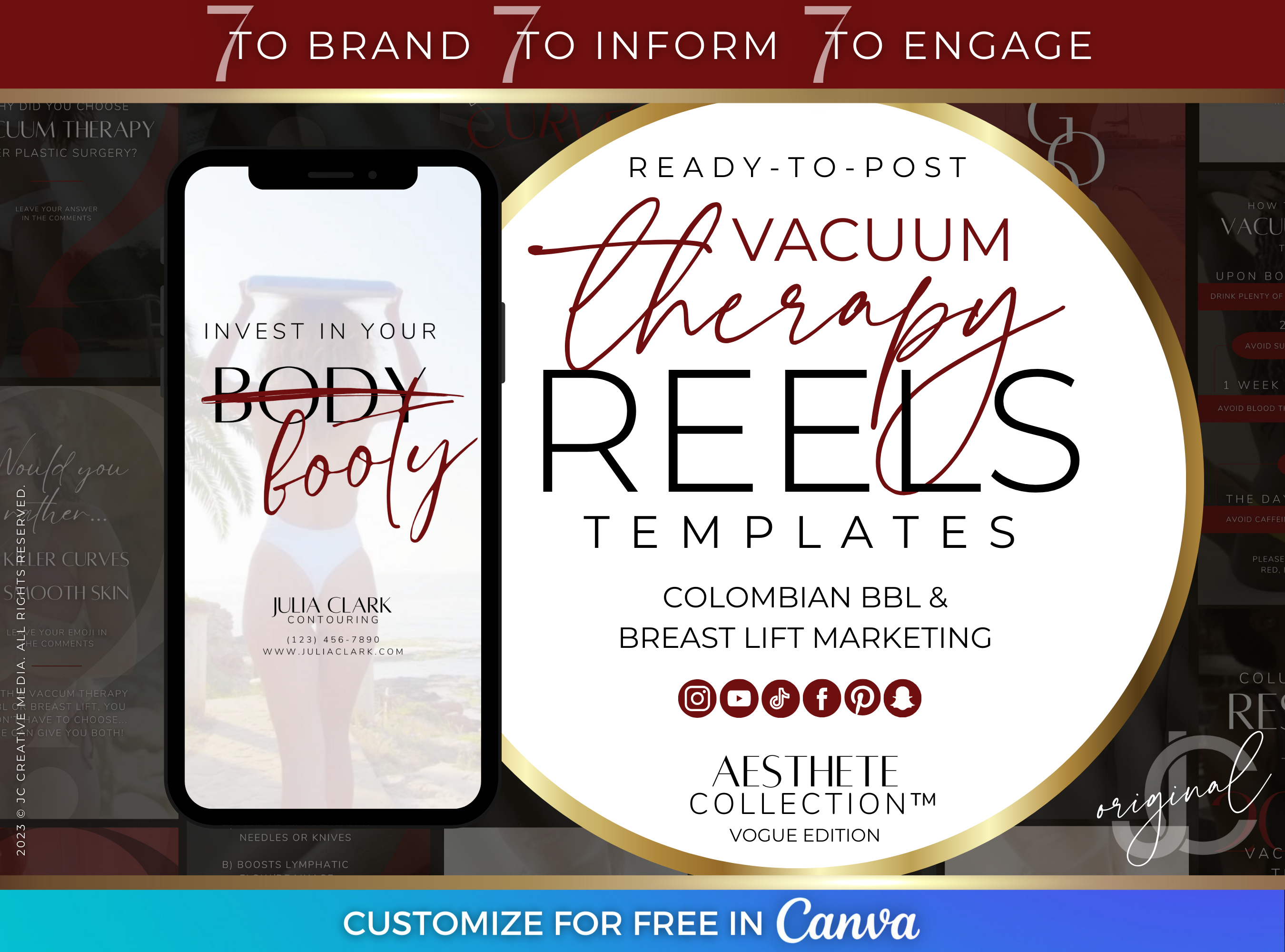 Vacuum Therapy Med Spa Reels Video Templates for Canva Social Media Marketing by JC Creative Media