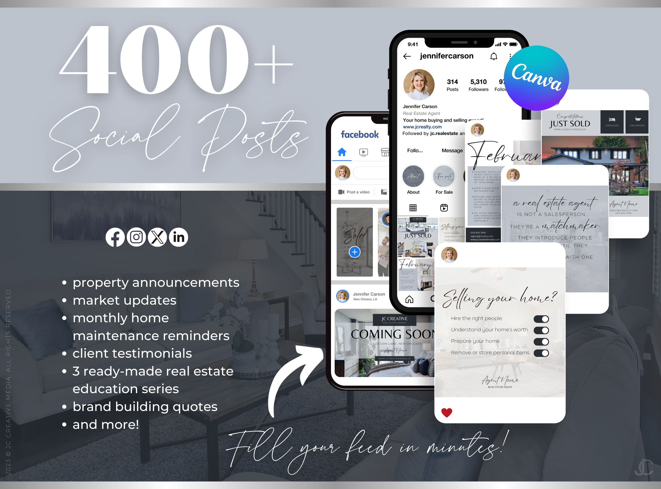 1,100+ Realtor Canva Templates for Real Estate Marketing & Branding | Estate Collection™ Midnight Edition