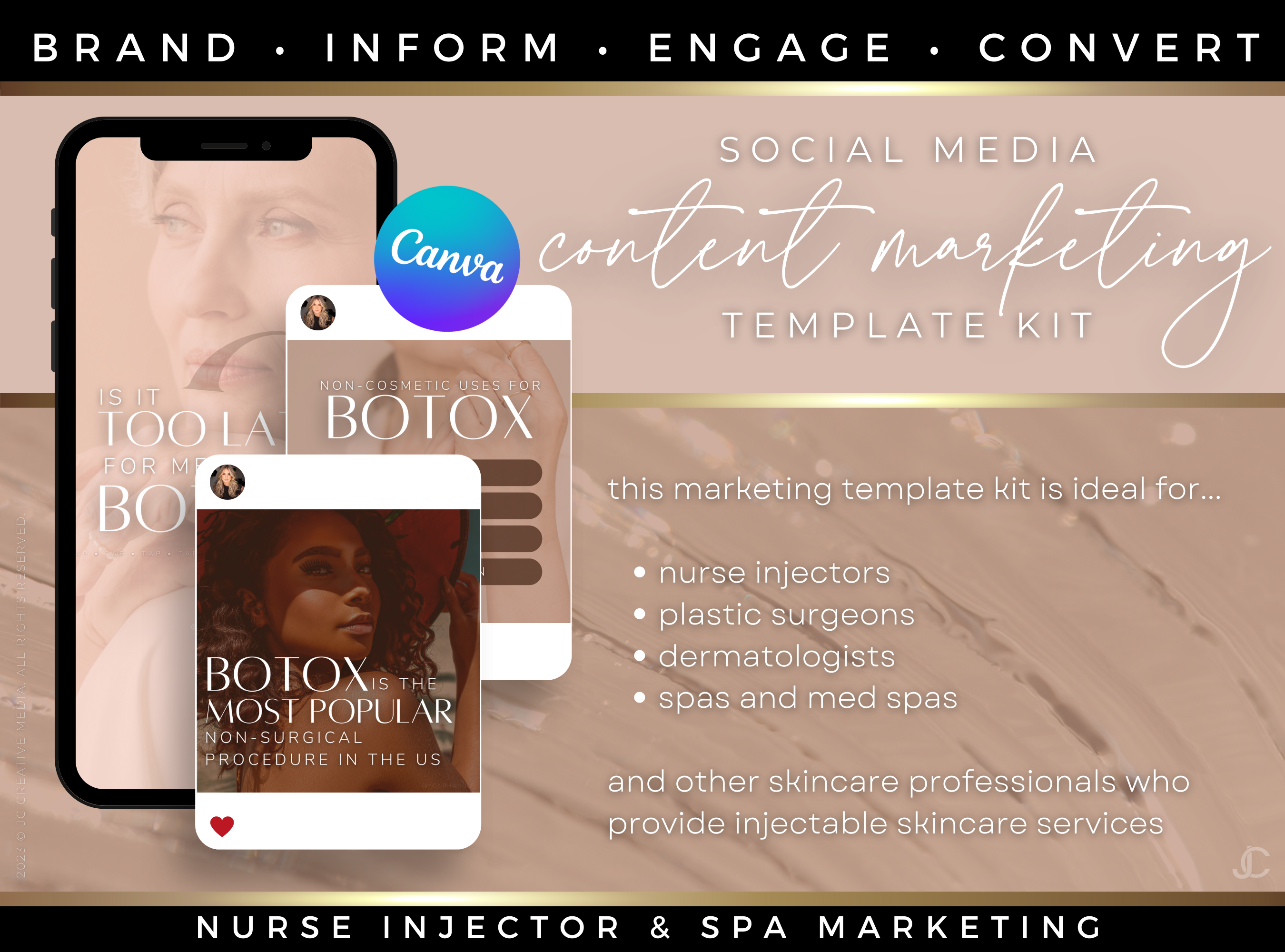 450+ Botox & Filler Social Media Templates for Nurse Injectors & Med Spas | Aesthete Collection™ Nudes Edition