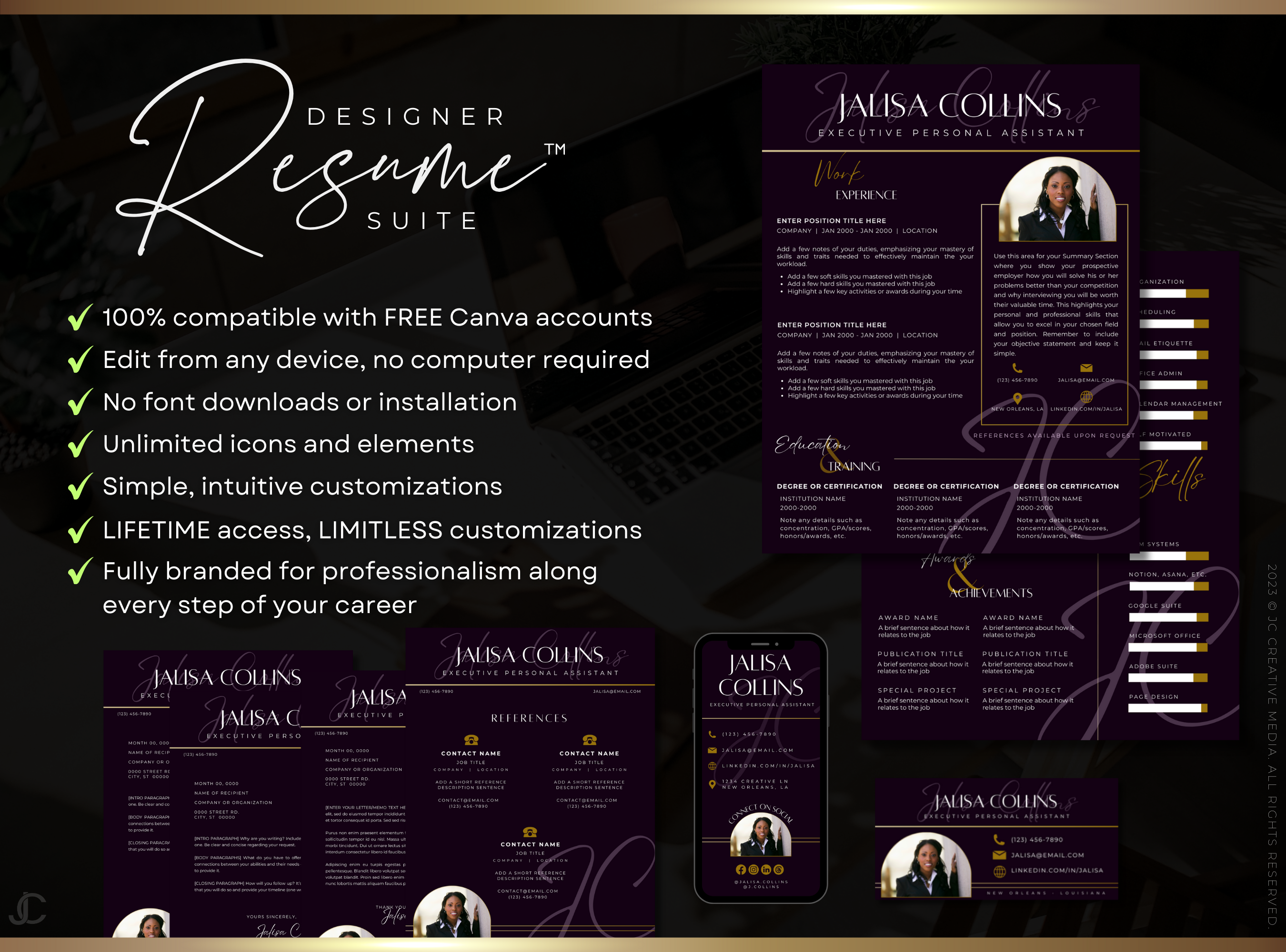 Designer Resume™ Suite (Canva Templates) | Elegance Collection™ Amethyst Edition