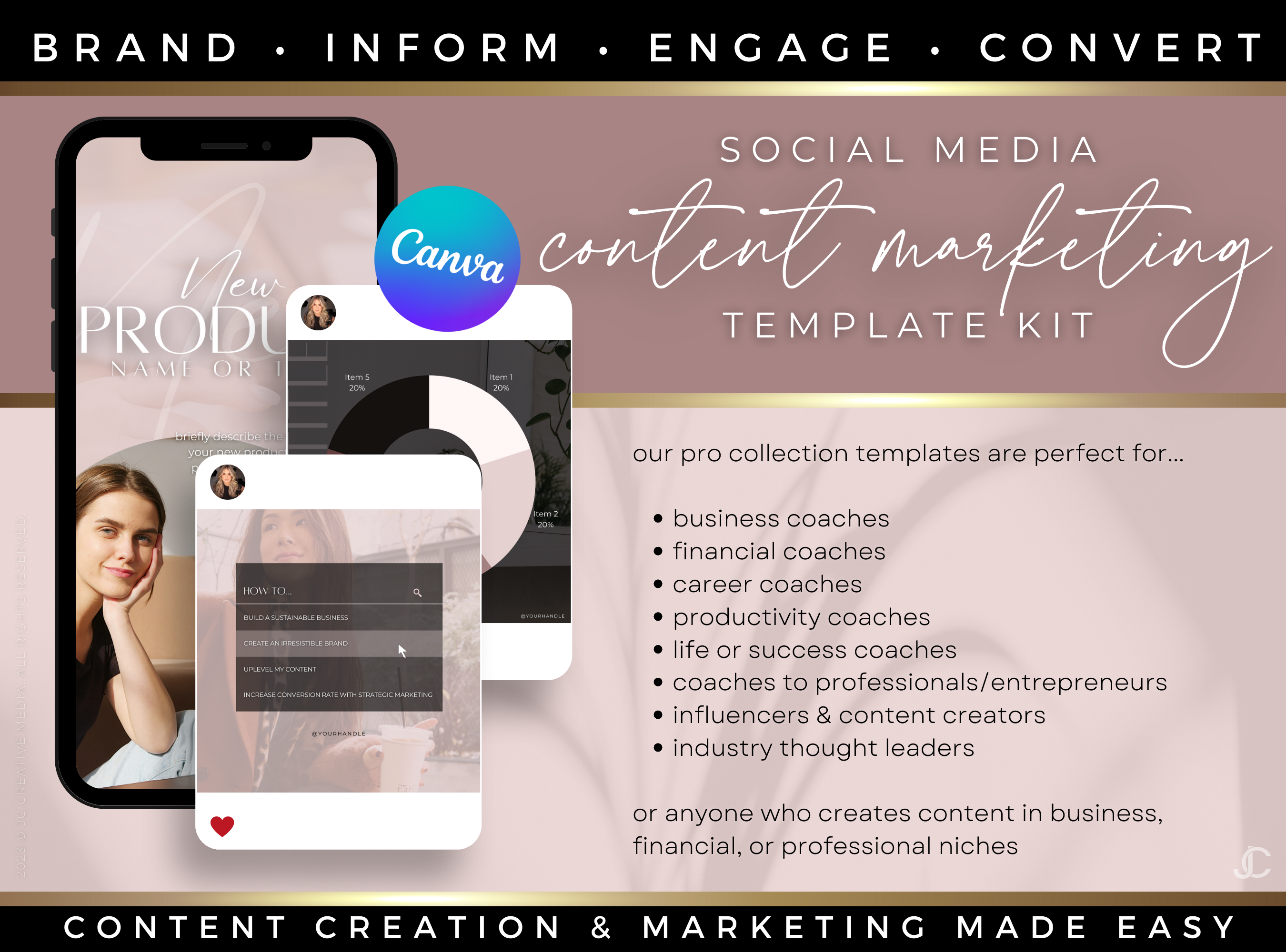 400+ Coaching Social Media Post Templates (Content, Infographics, & Marketing) | Elegance Collection™ Blush Edition