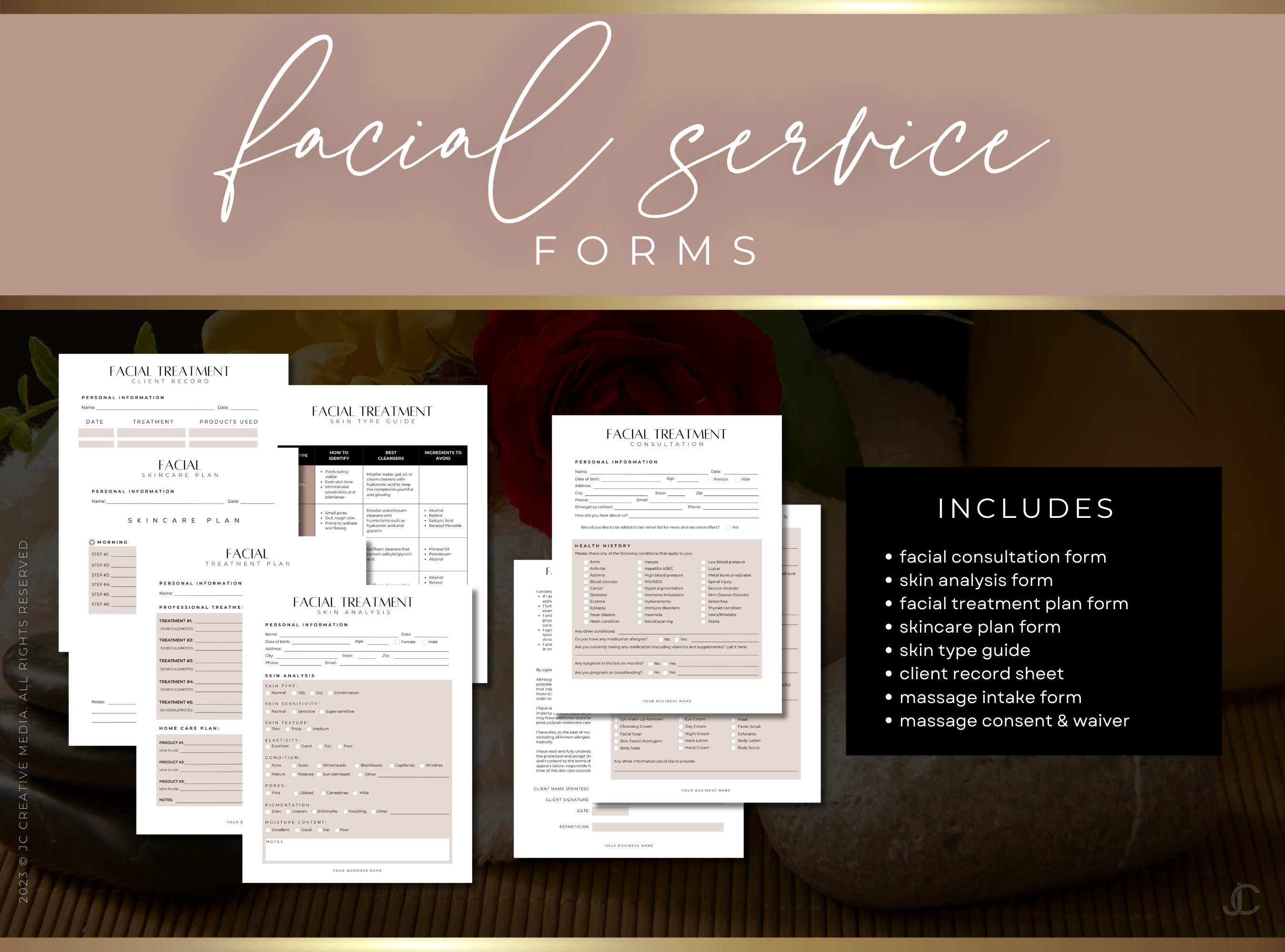 Esthetics Forms for Estheticians & Med Spas (Canva Templates) | Aesthete Collection™ Rose Gold Edition