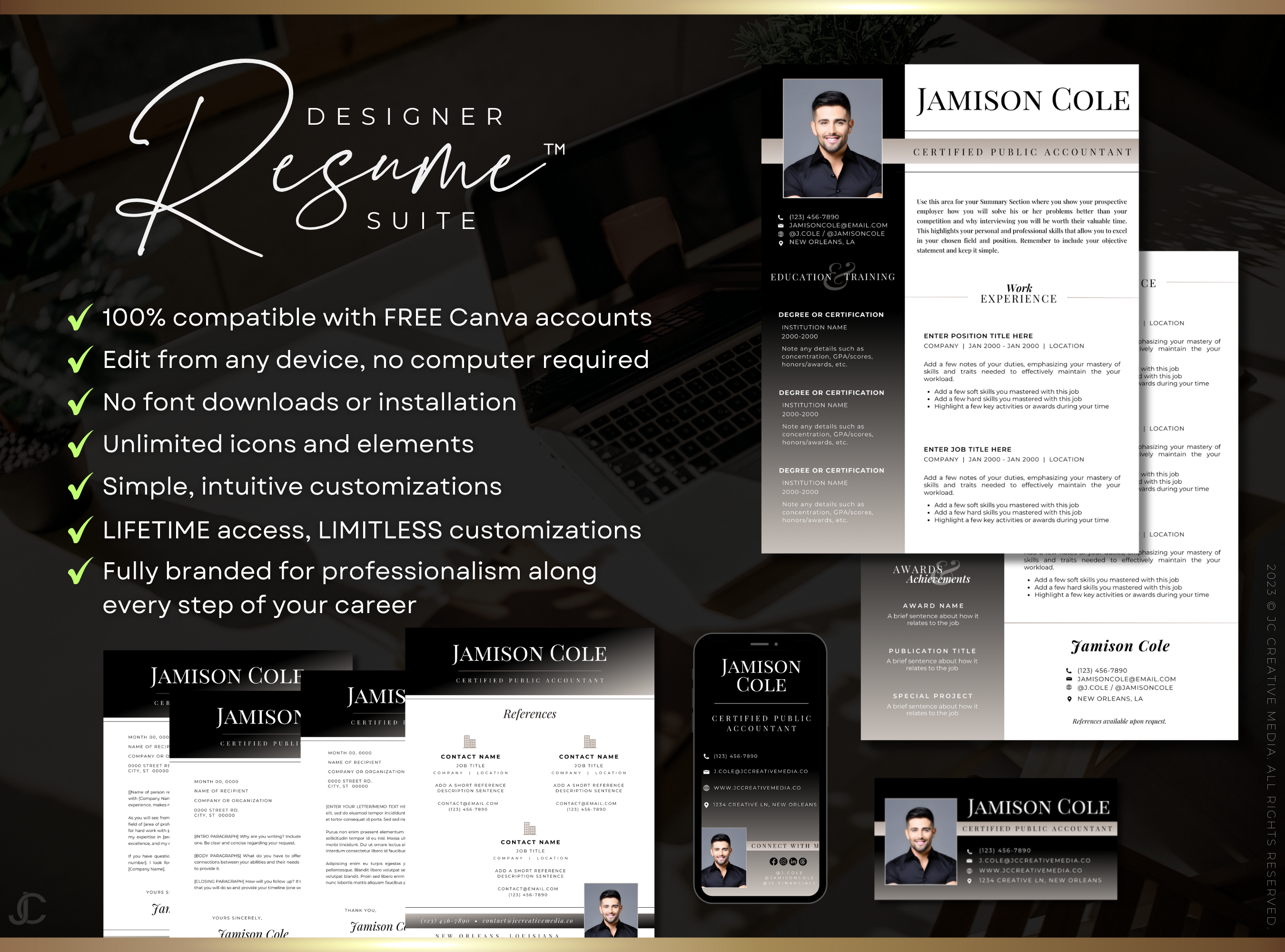 Designer Resume™ Suite (Canva Templates) | Pro Collection™ Fawn Edition