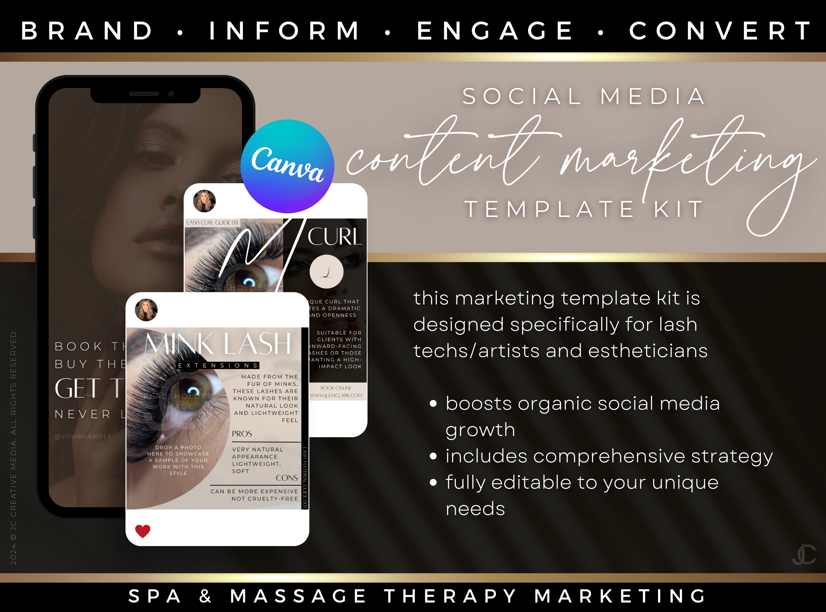 600 Lash Tech Social Media Posts (Canva Marketing Templates) | Aesthete Collection™ Luxury Edition