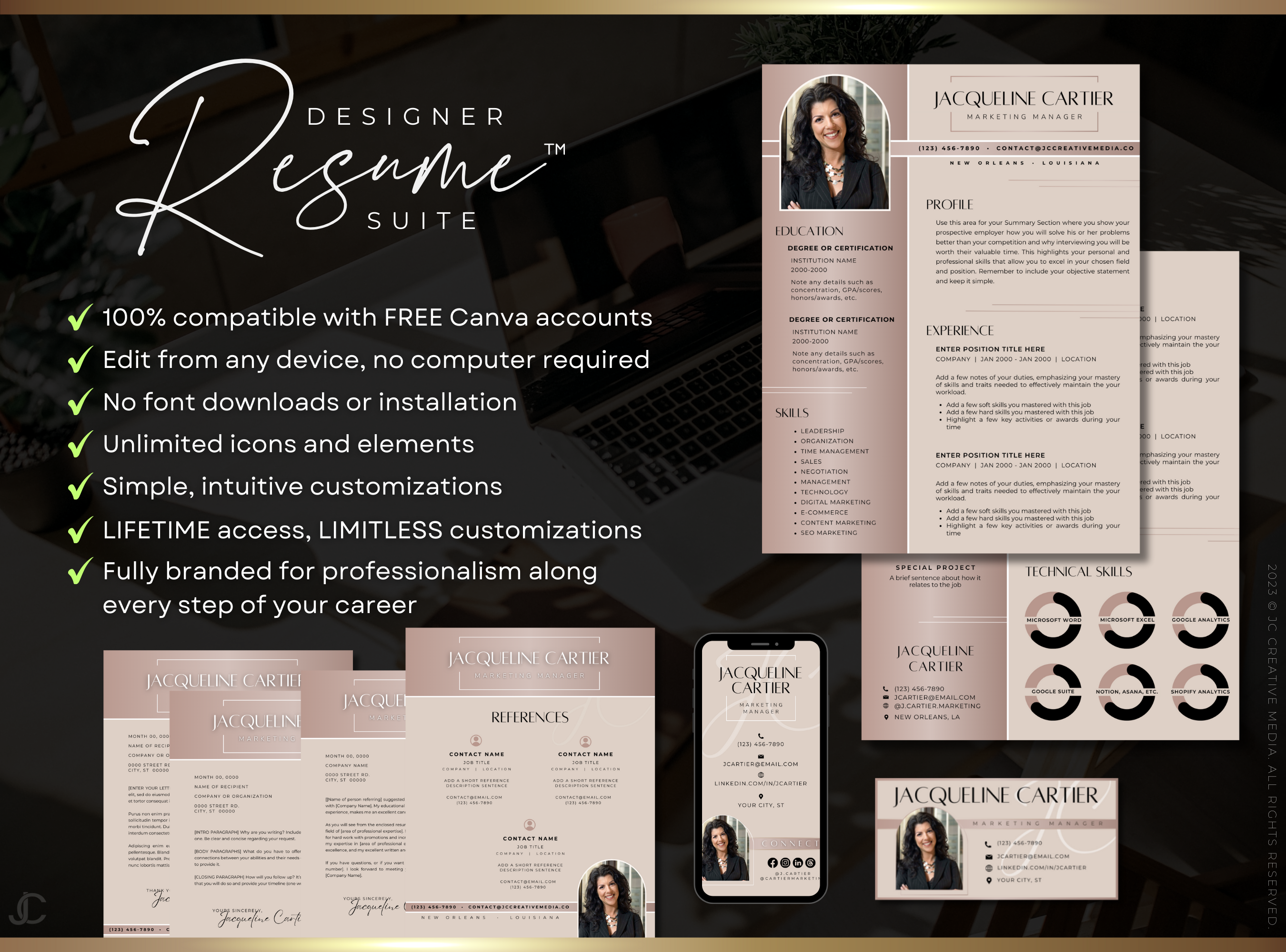 Designer Resume™ Suite (Canva Templates) | Aesthete Collection™ Rose Gold Edition