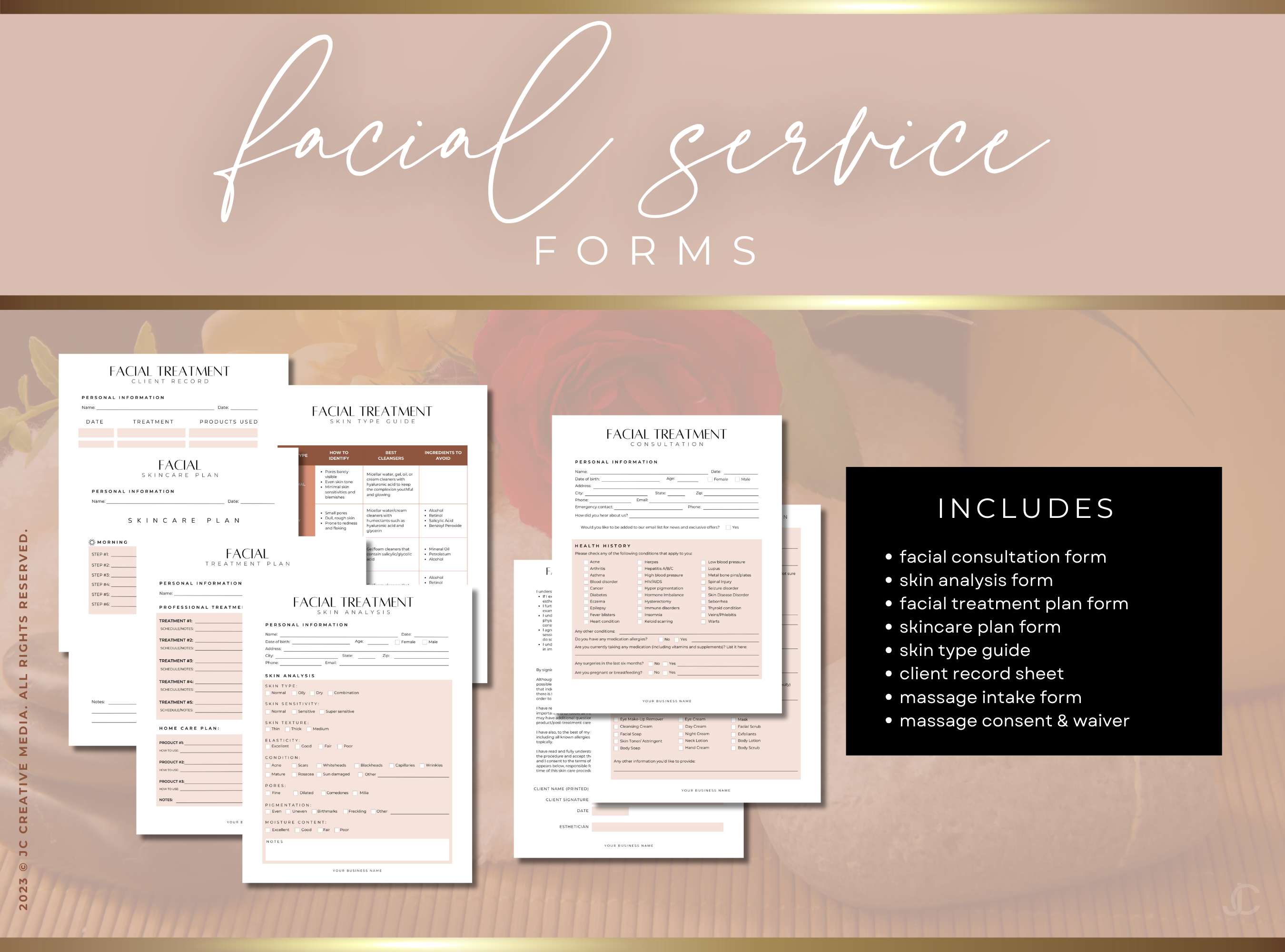 Esthetics Forms for Estheticians & Med Spas (Canva Templates) | Aesthete Collection™ Nudes Edition