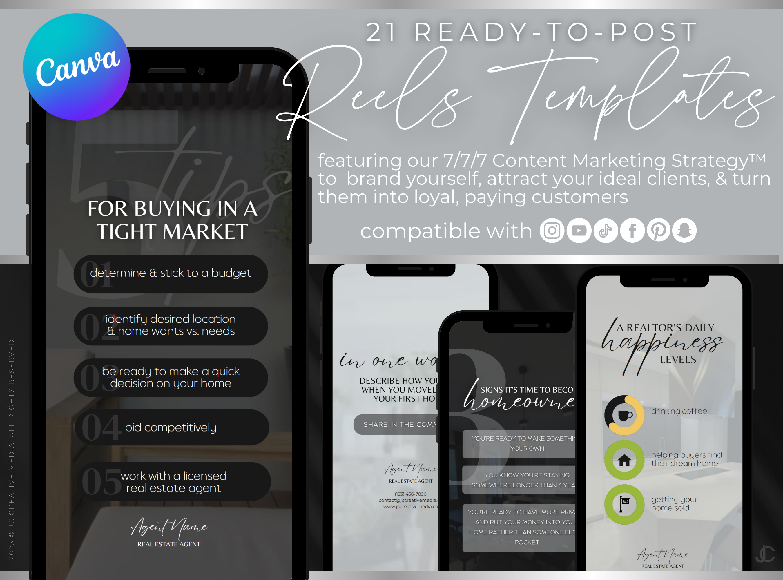 21 Real Estate Marketing Reels Posts: VOL. 2 (Canva Video Templates) | Estate Collection™ Modern Edition