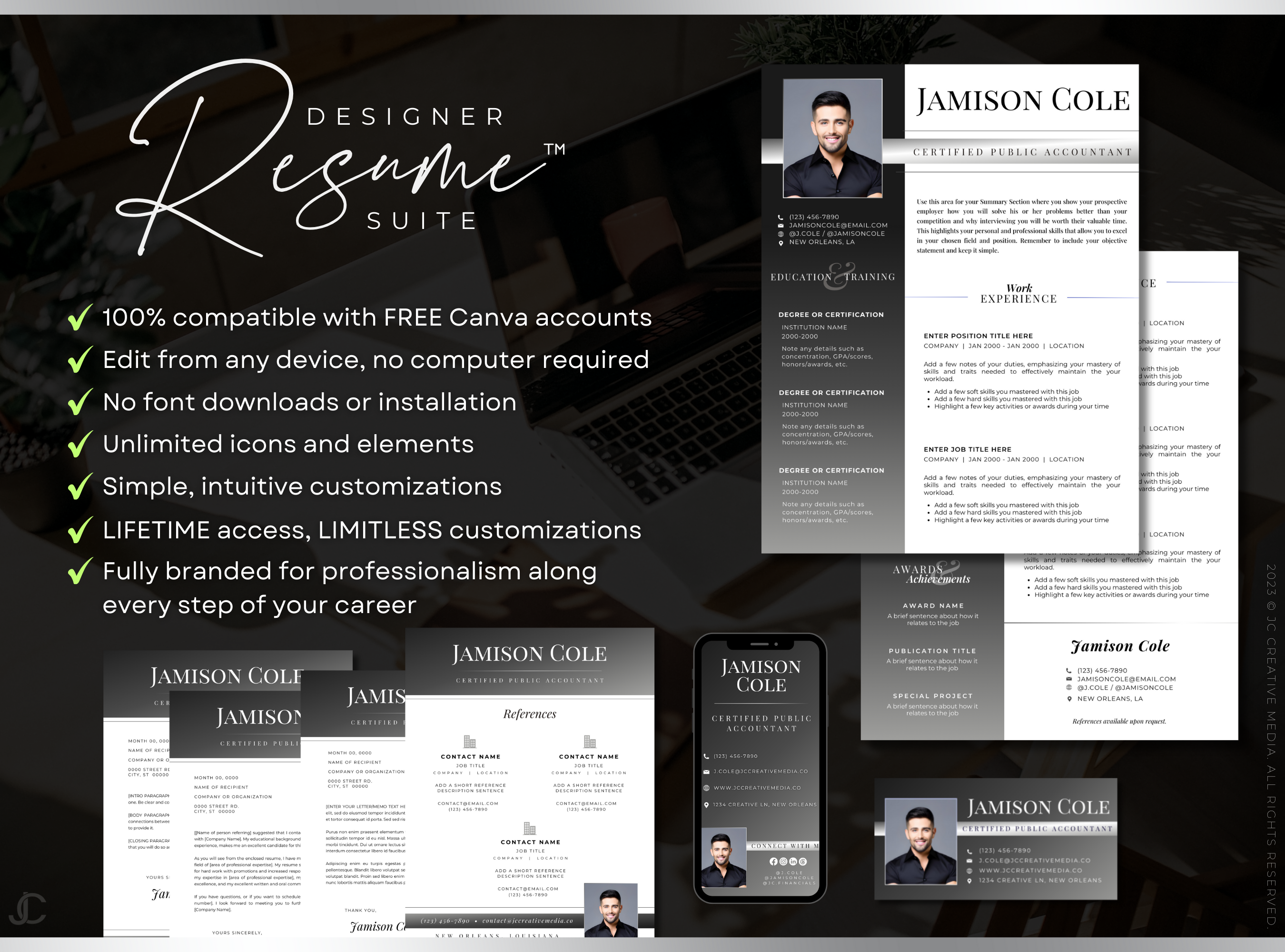 Designer Resume™ Suite (Canva Templates) | Pro Collection™ Sterling Edition