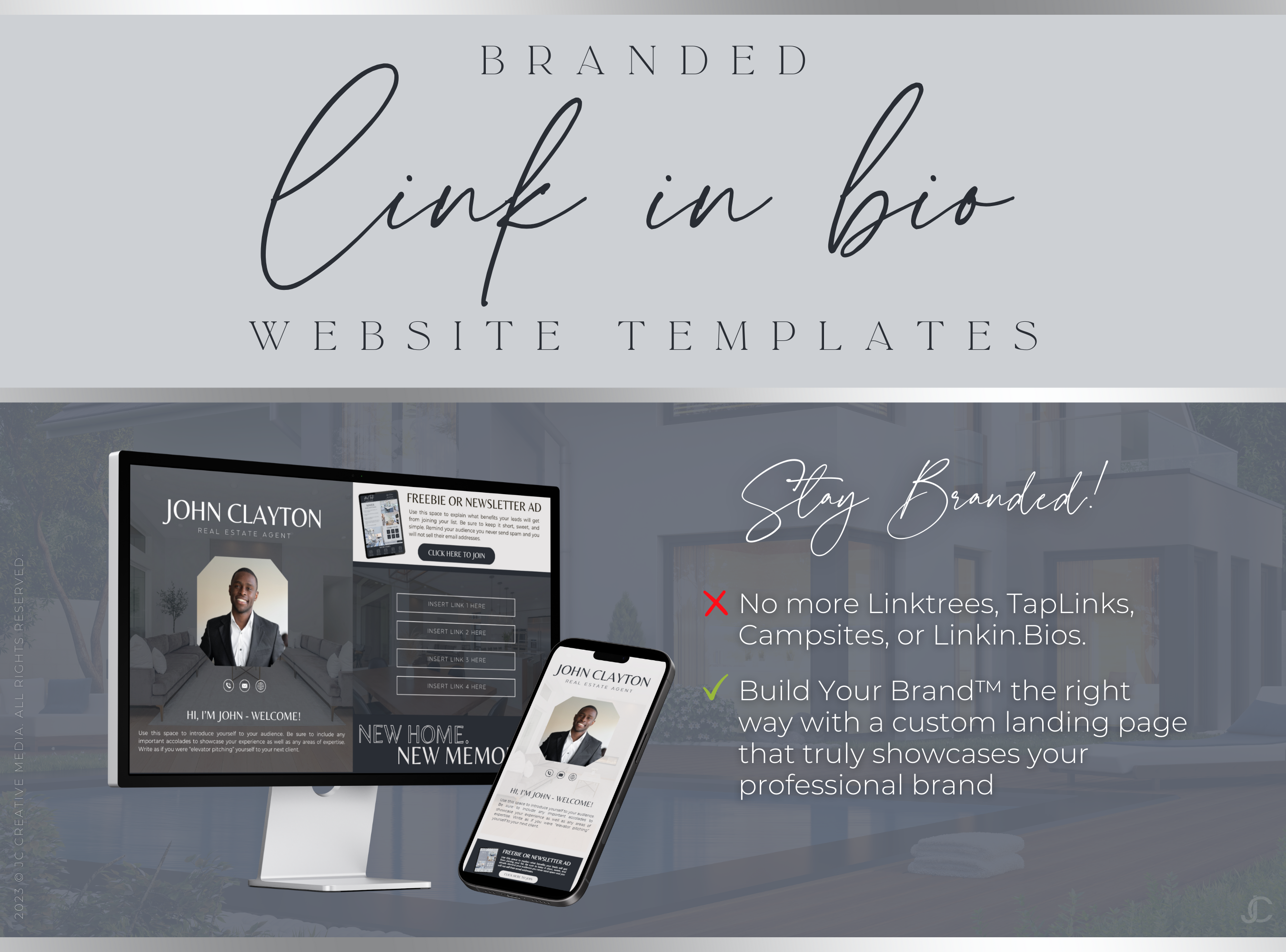 Realtor Link In Bio Canva Website Template | Estate Collection™ Midnight Edition