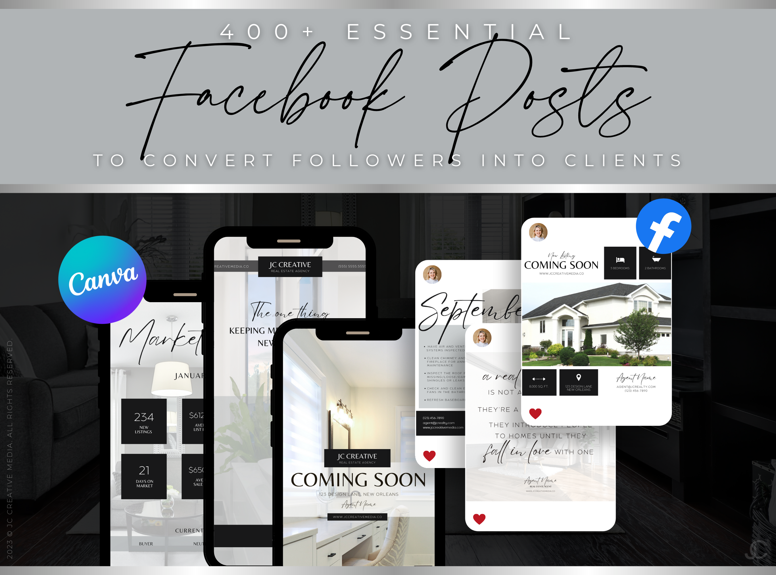 400+ Facebook Post & Story Templates for Real Estate Agents | Estate Collection™ Modern Edition