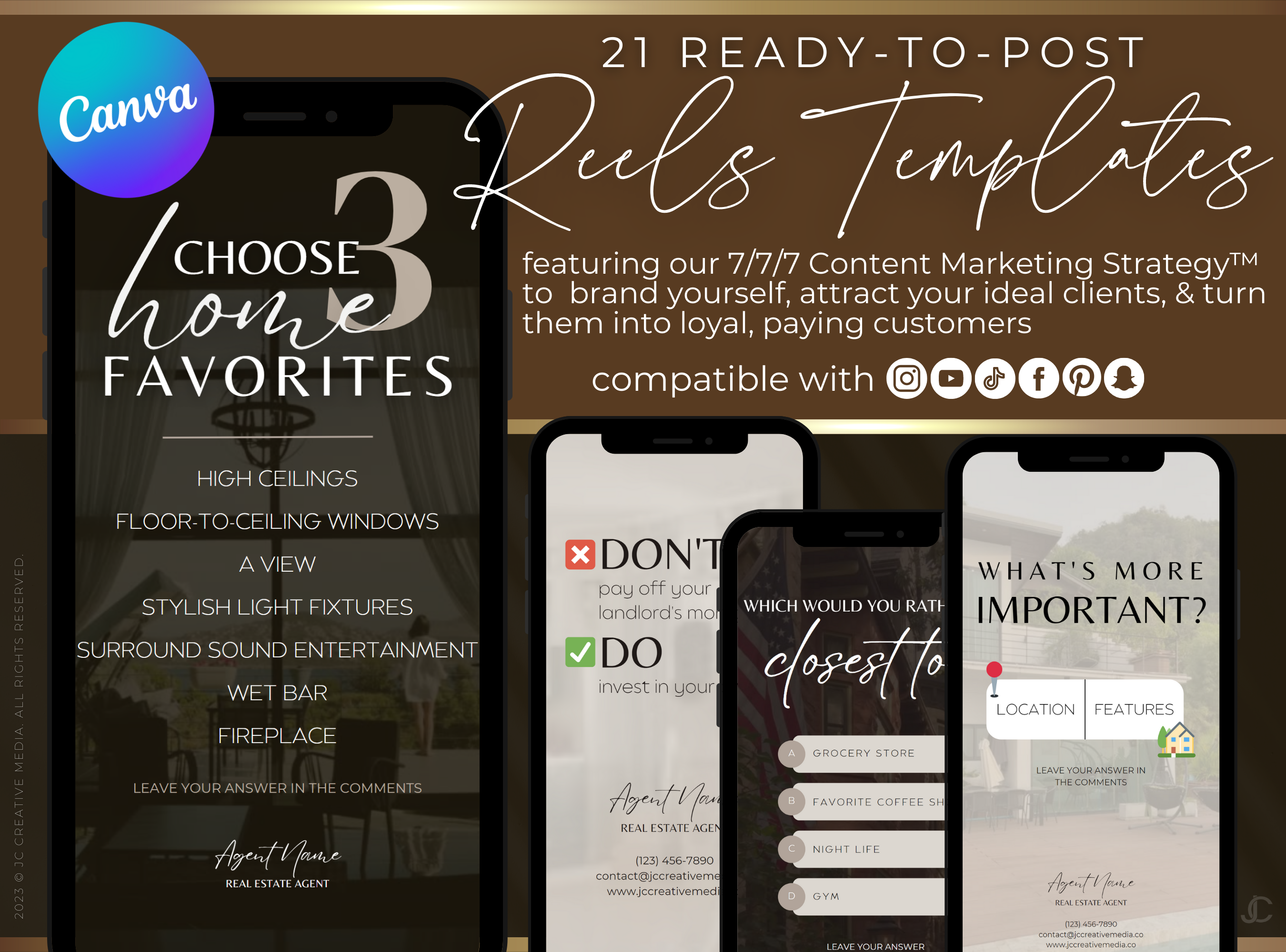 21 Real Estate Marketing Reels Posts: VOL. 1 (Canva Video Templates) | Estate Collection™ Classic Edition