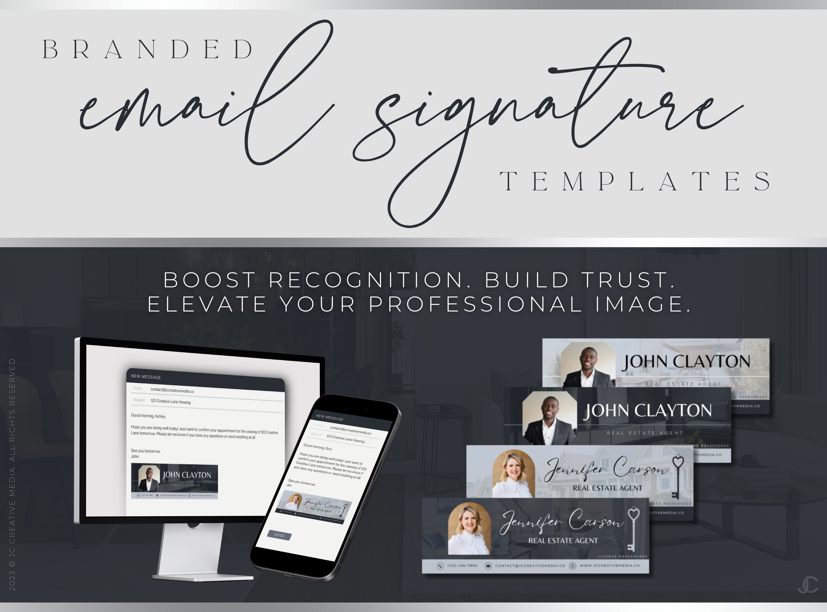 Realtor Email Signature Canva Templates | Estate Collection™ Midnight Edition