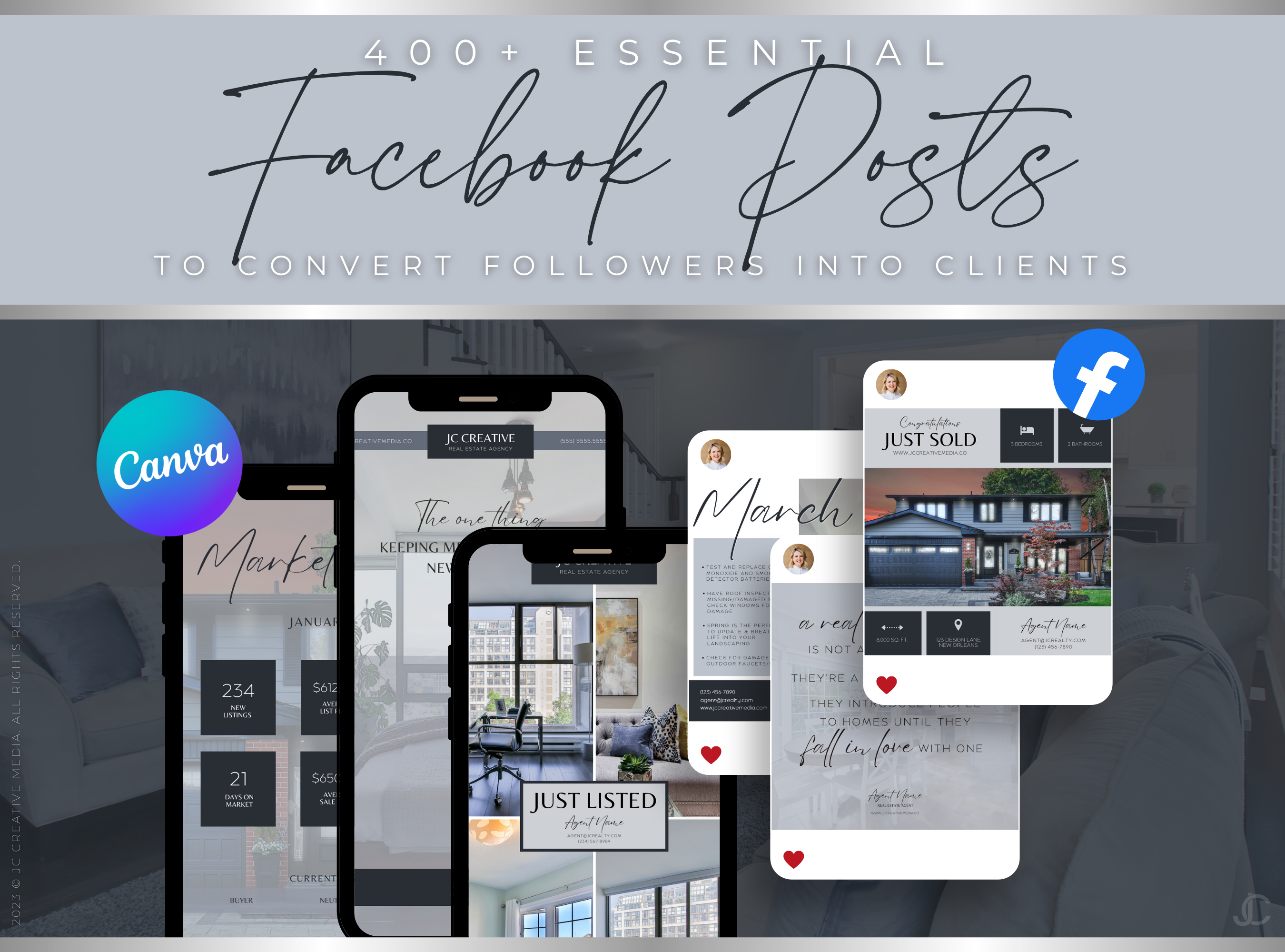 400+ Facebook Post & Story Templates for Real Estate Agents | Estate Collection™ Midnight Edition