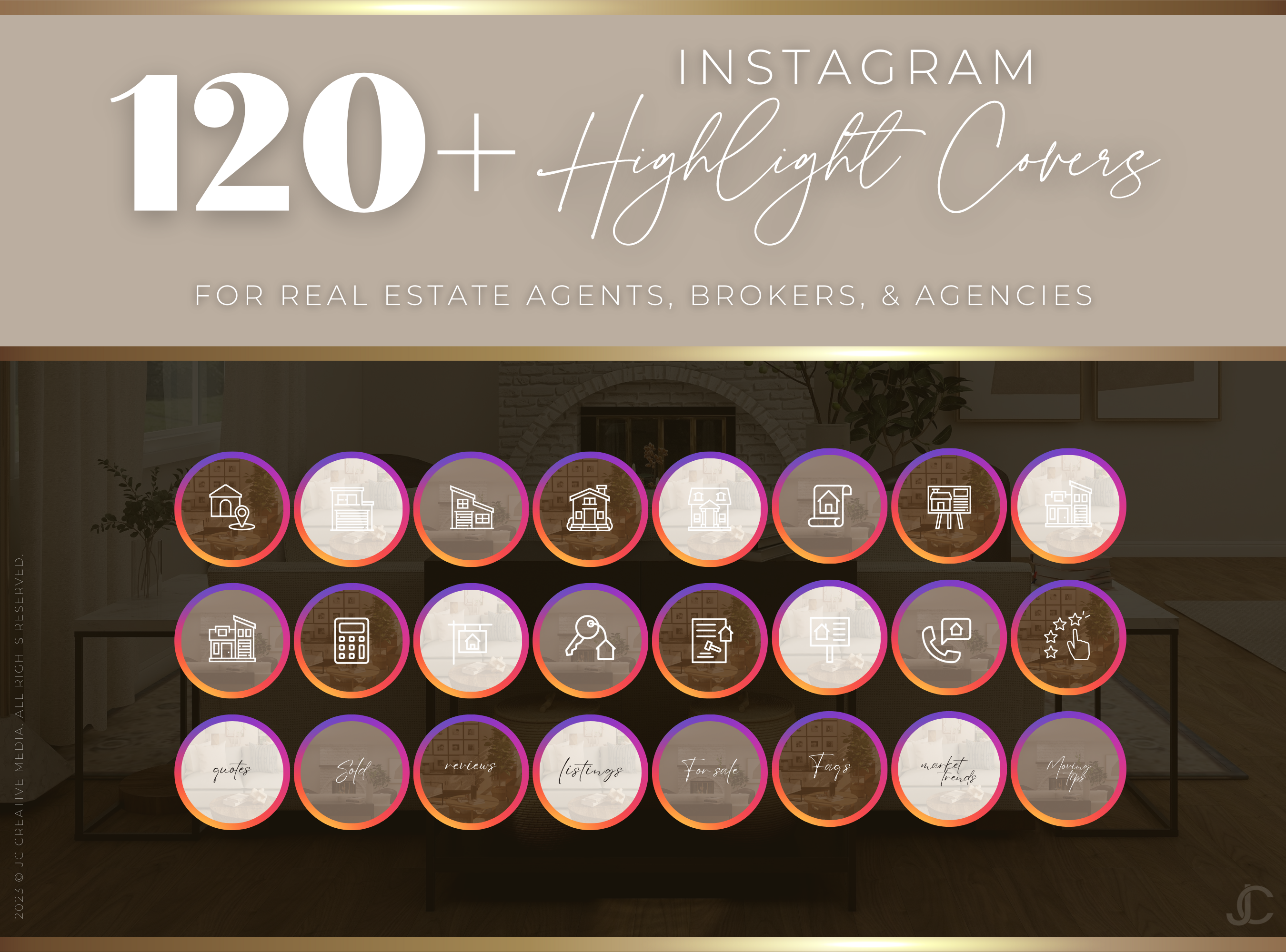 120+ Instagram Highlight Cover Templates for Real Estate Agents | Estate Collection™ Classic Edition