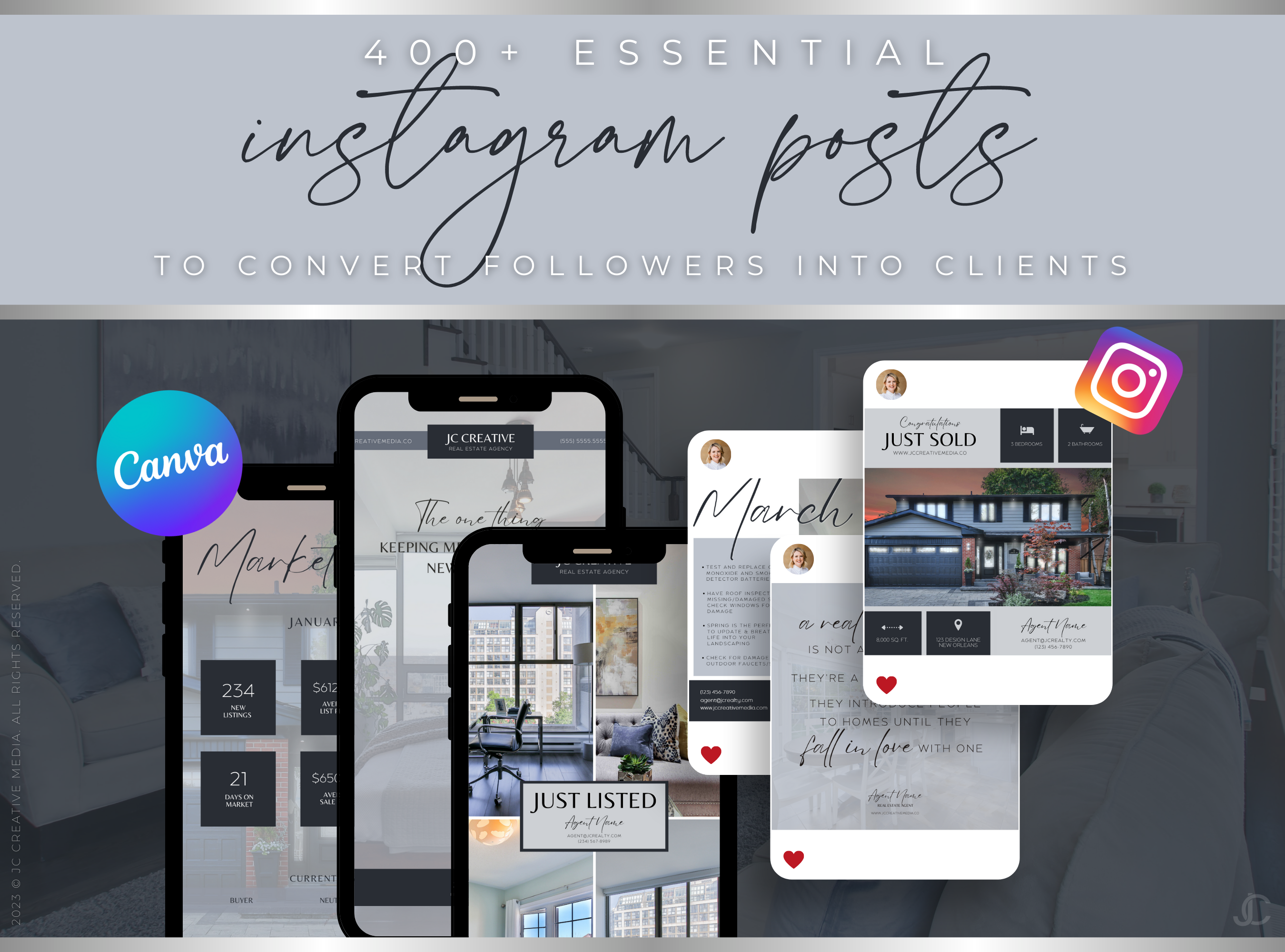 400+ Instagram Post & Story Templates for Real Estate Agents | Estate Collection™ Midnight Edition