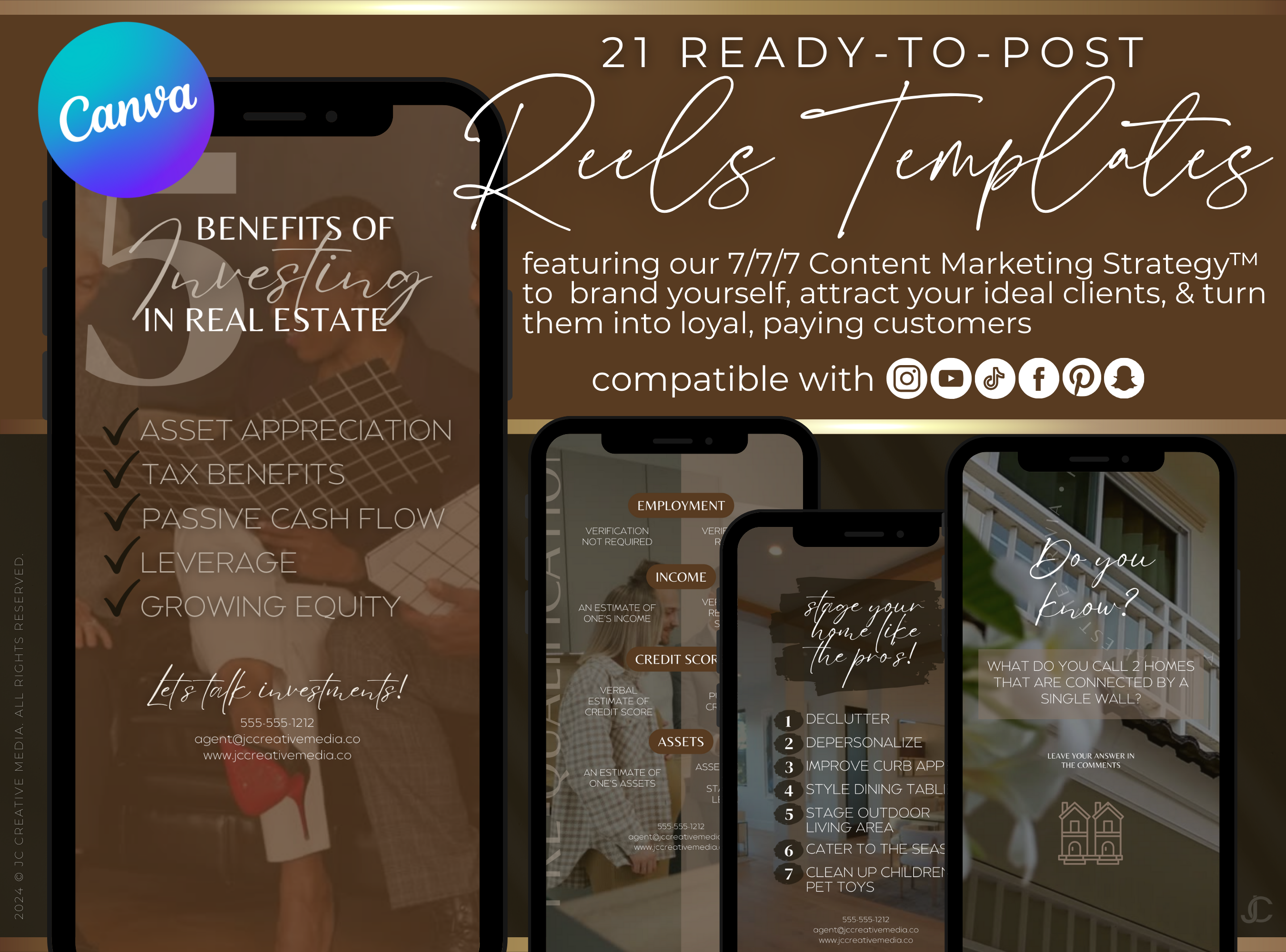 21 Real Estate Marketing Reels Posts: VOL. 3 (Canva Video Templates) | Estate Collection™ Classic Edition