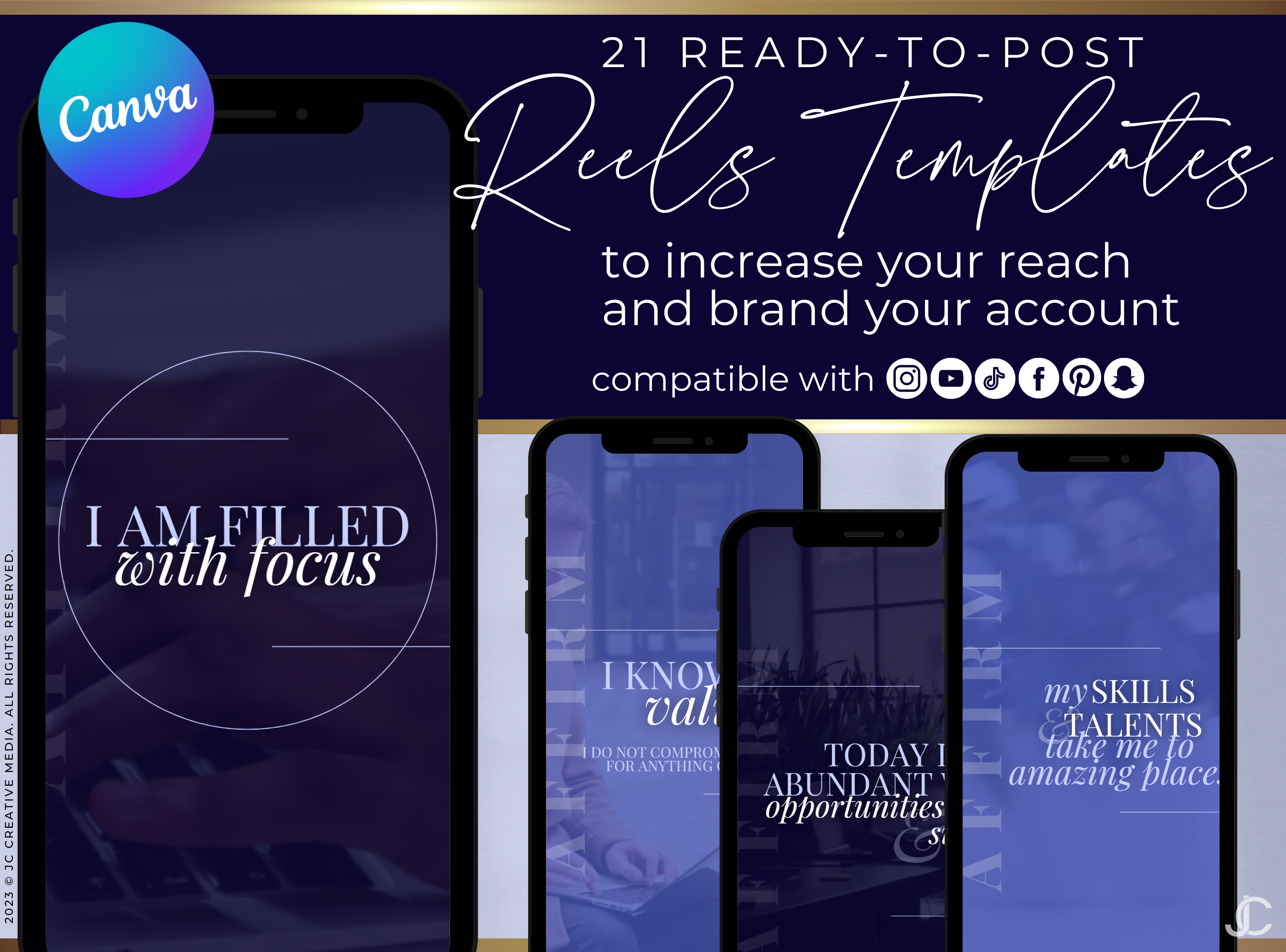 20 Success Affirmation Reels (Ready-to-Post) | Pro Collection™ Sapphire Edition