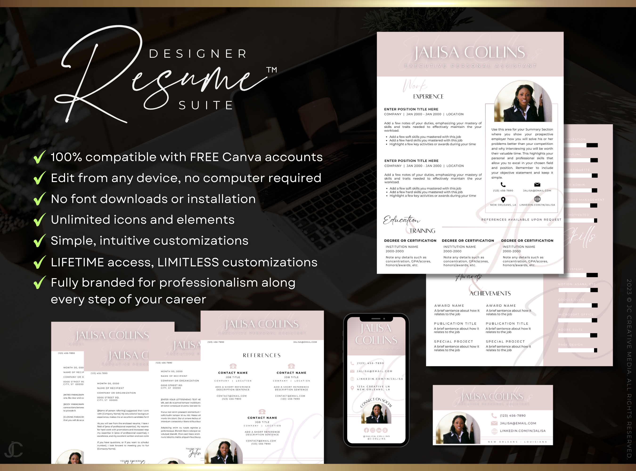 Designer Resume™ Suite (Canva Templates) | Elegance Collection™ Blush Edition