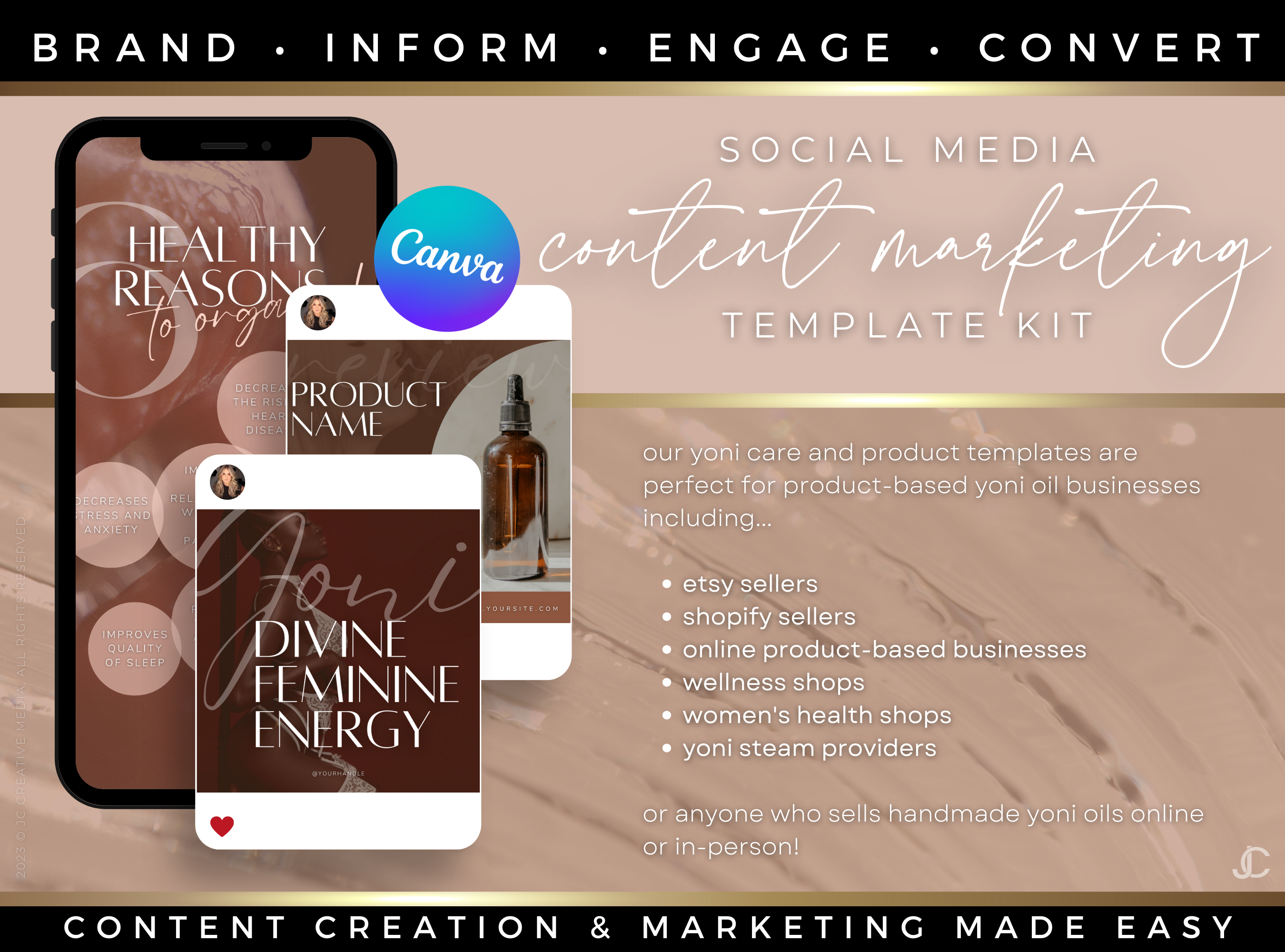 600+ Yoni Oil Business Social Media Canva Templates | Aesthete Collection™ Nudes Edition