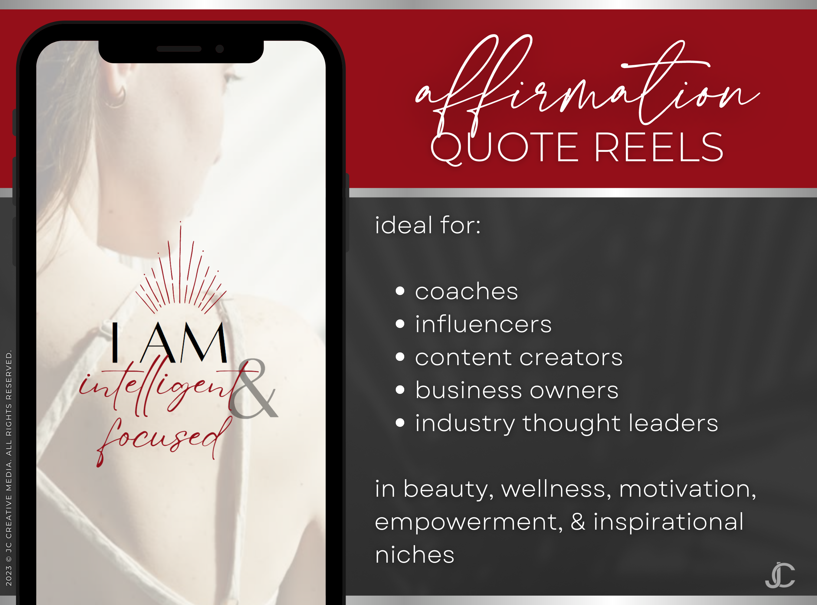 20 Positive Affirmation Quote Reels Videos for Women's Manifestation, Ready-to-Post | Elegance Collection™ Crimson Edition