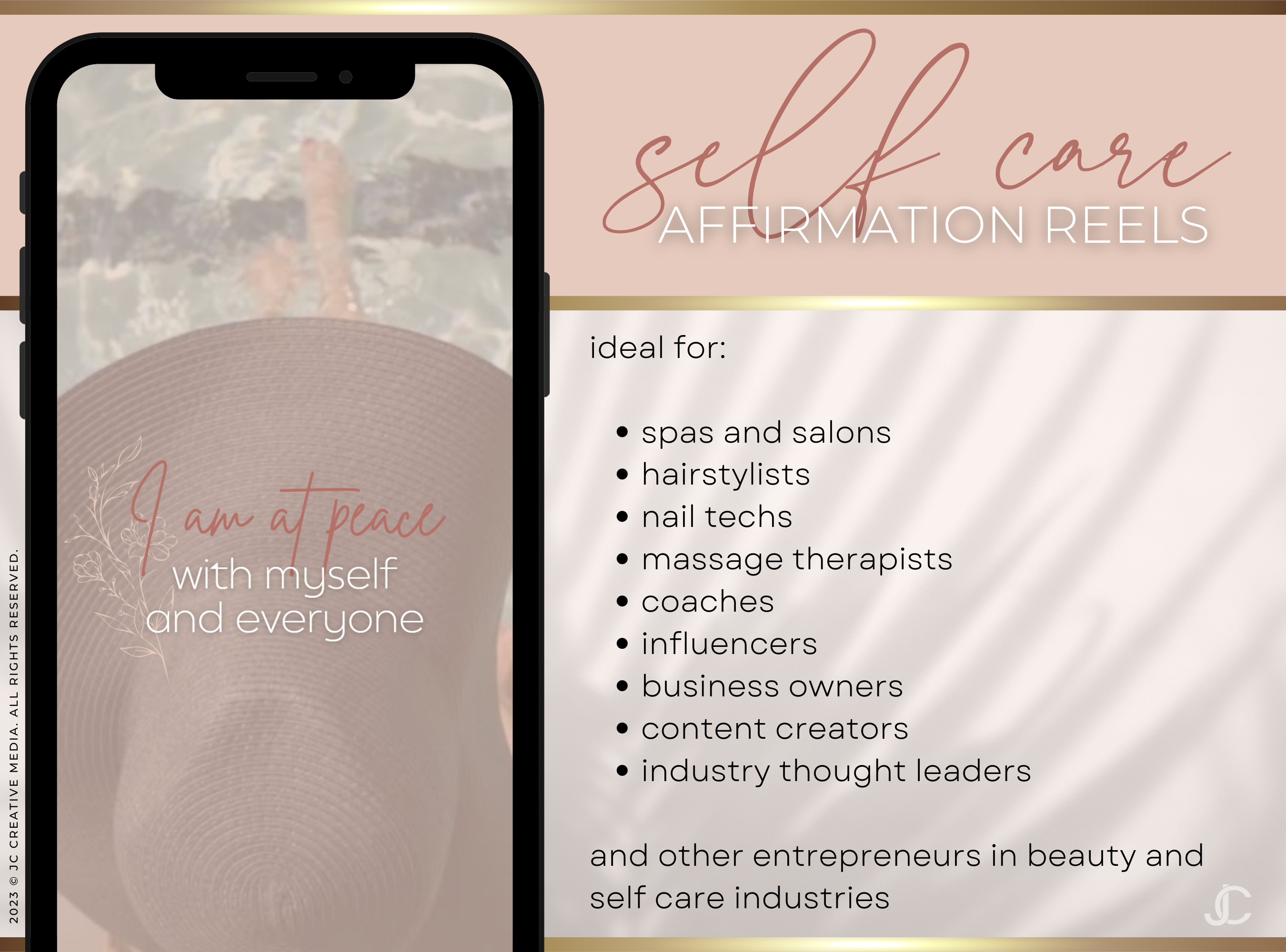 20 Self Care & Happiness Affirmation Reels Video Templates (Ready-to-Post) | Halcyon Collection™ Rose Edition