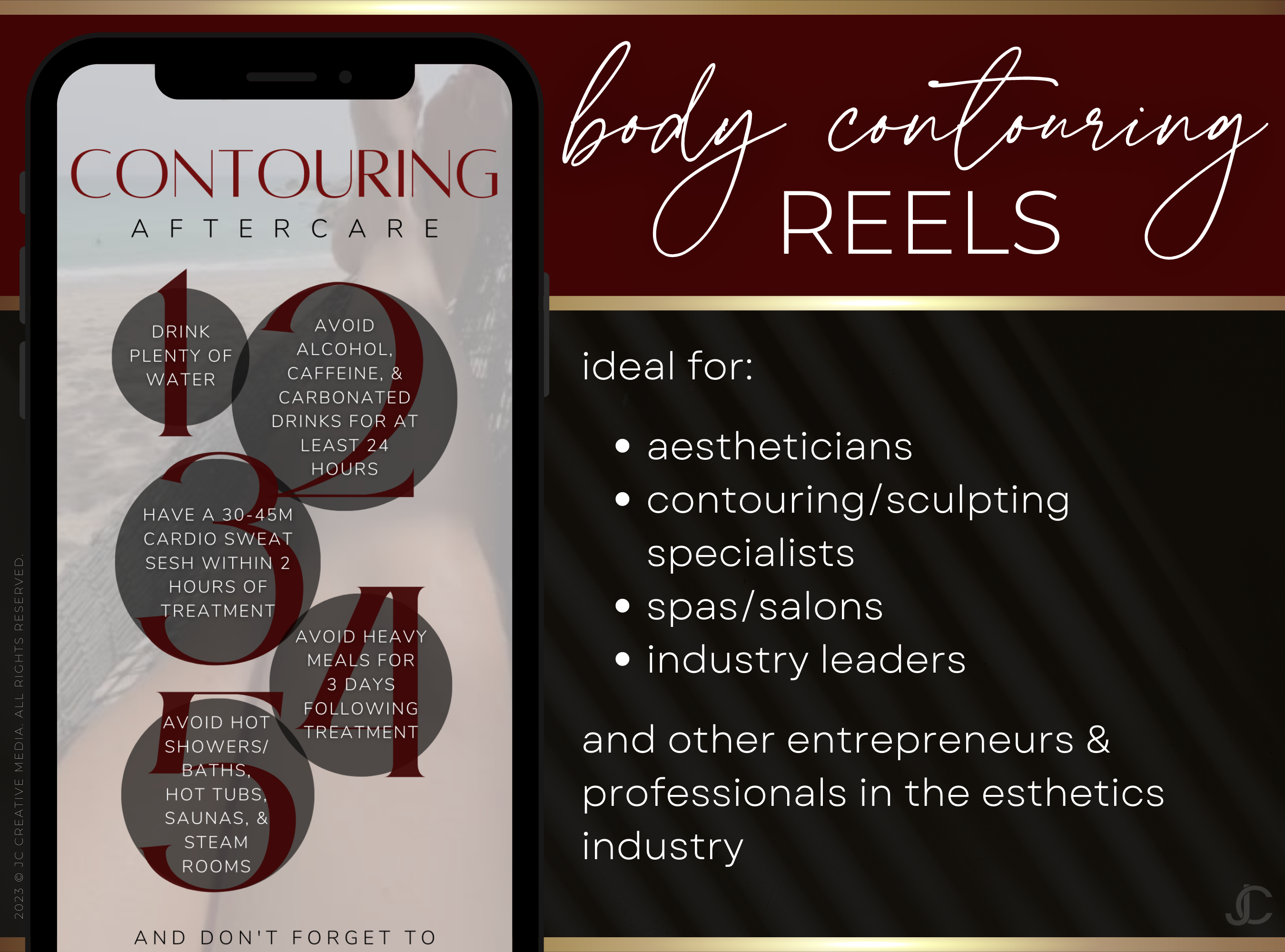 21 Body Contouring/Body Sculpting Marketing Reels Posts for Spas & Specialists (Canva Video Templates) | Aesthete Collection™ Vogue Edition