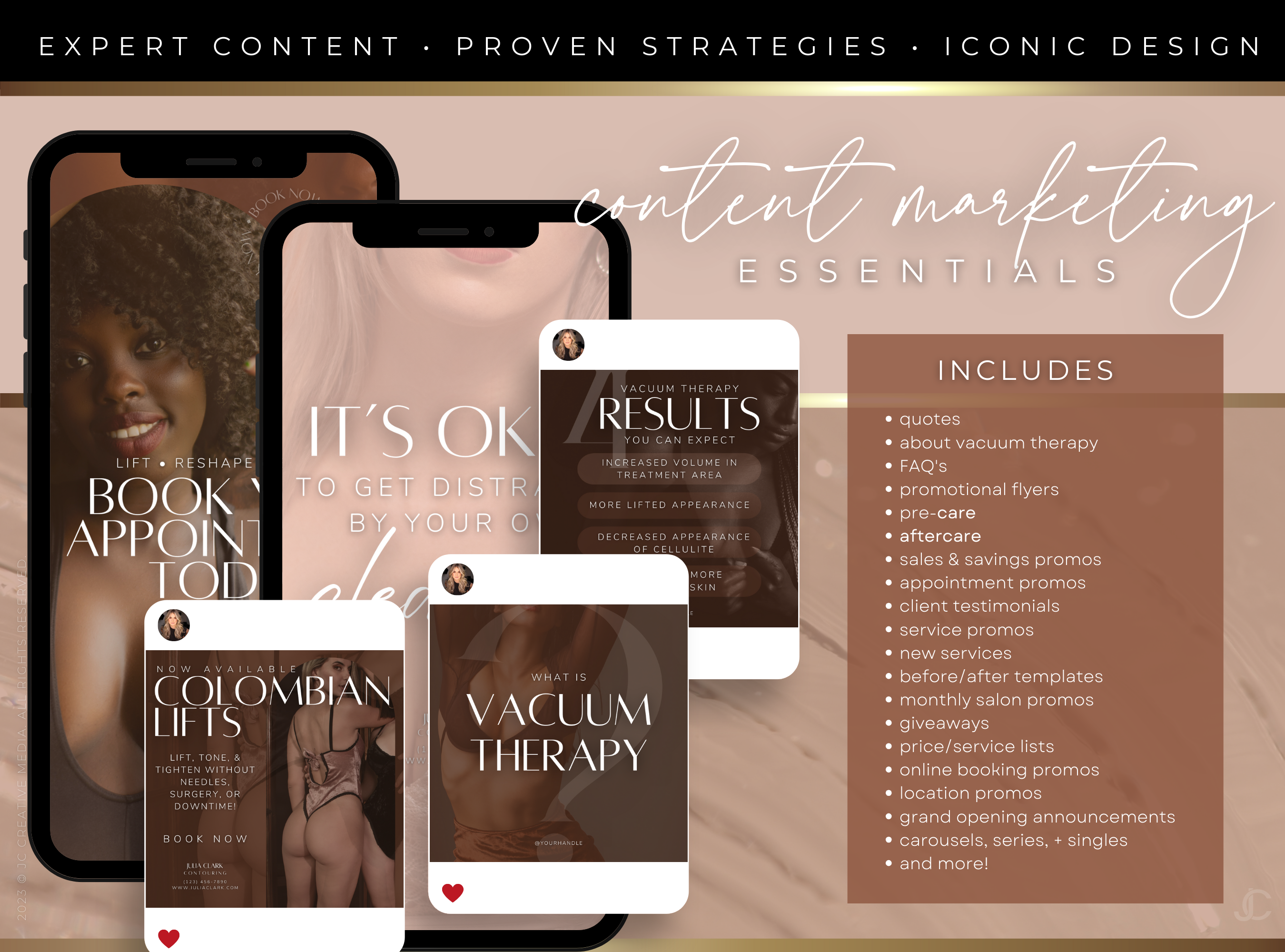 300+ Vacuum Therapy BBL & Breast Lift Social Media Canva Templates for Spa Marketing | Aesthete Collection™ Nudes Edition