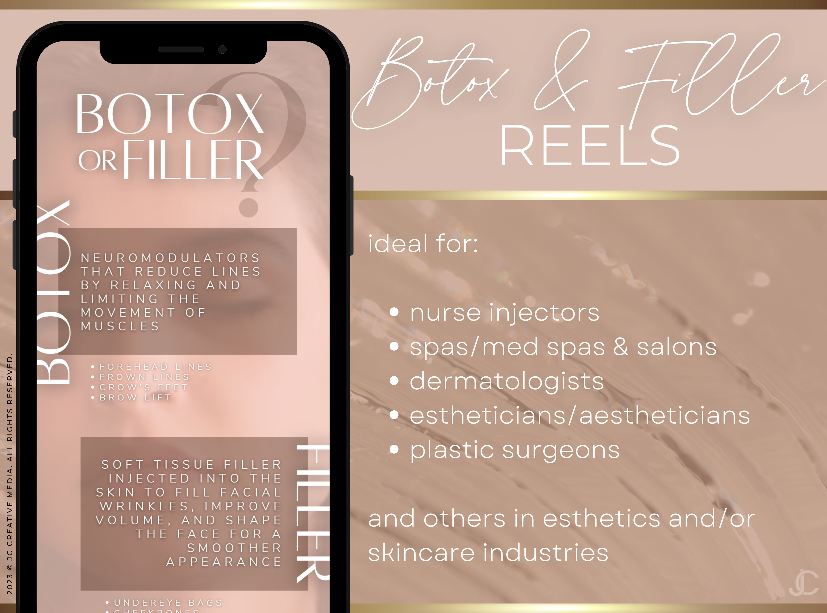 21 Nurse Injector Botox & Filler Marketing Reels Posts (Canva Video Templates) | Aesthete Collection™ Nudes Edition