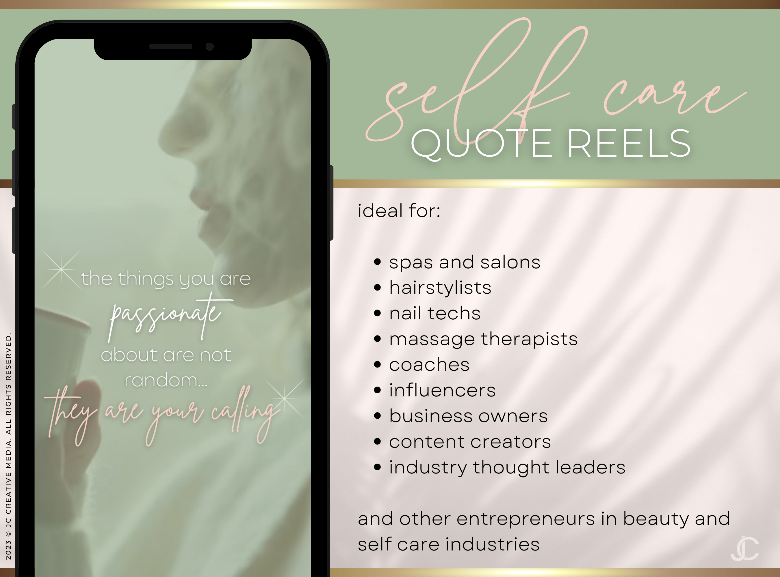 20 Self Care Quote Reels Videos (Ready-to-Post) | Halcyon Collection™ Jade Edition