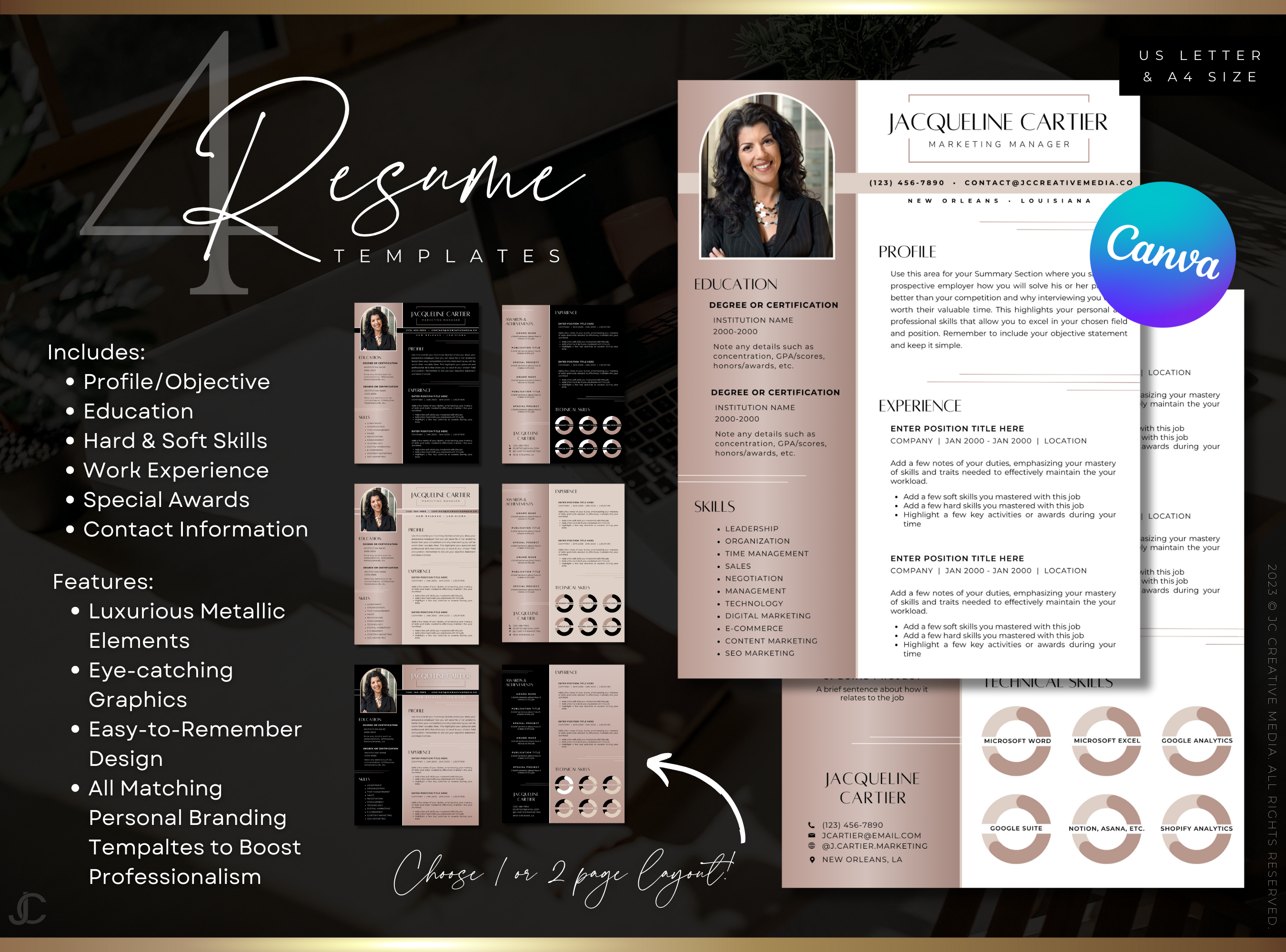 Designer Resume™ Suite (Canva Templates) | Aesthete Collection™ Rose Gold Edition