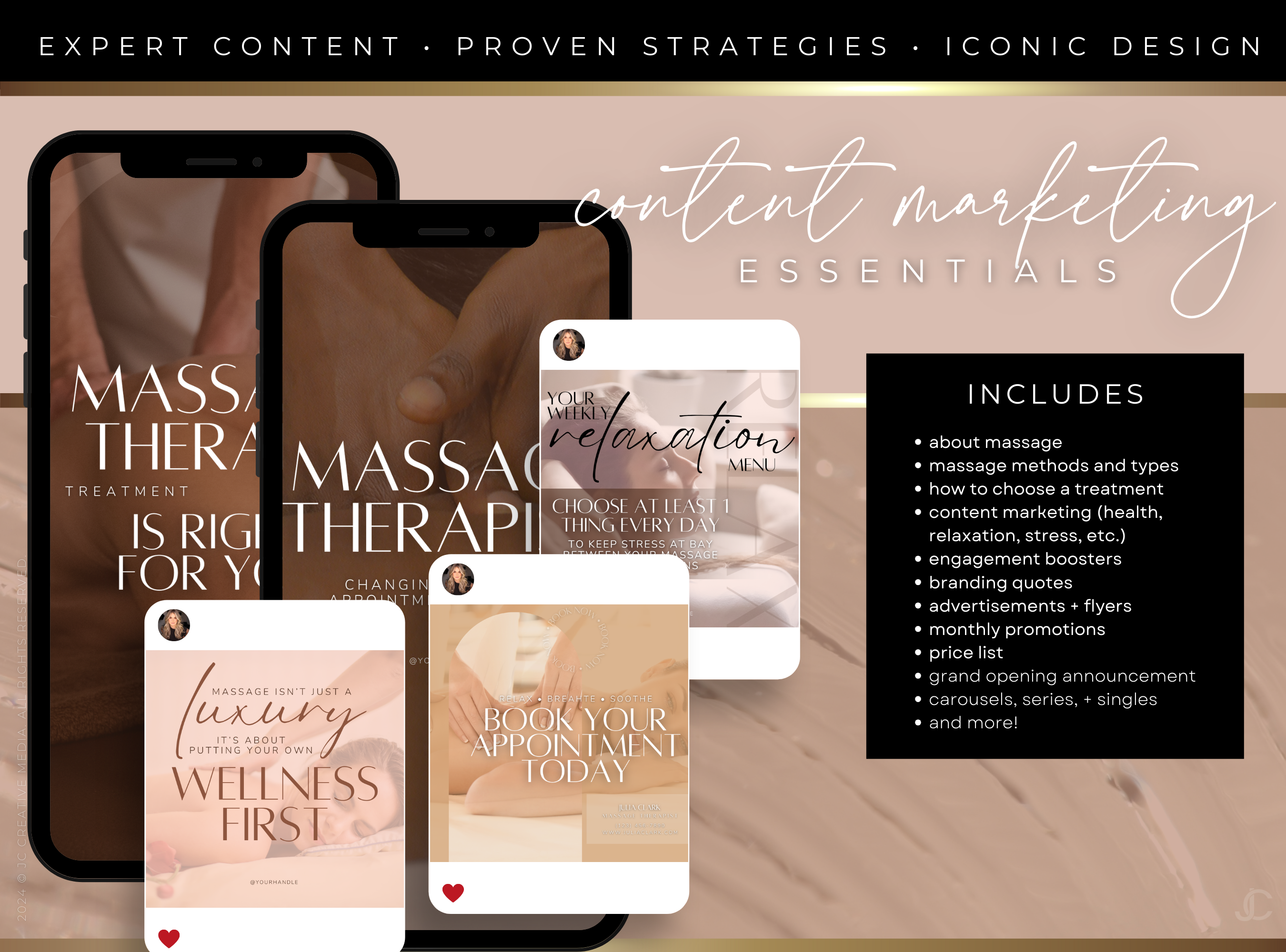 260 Massage Therapy Social Media Canva Templates for Spa Marketing | Aesthete Collection™ Nudes Edition