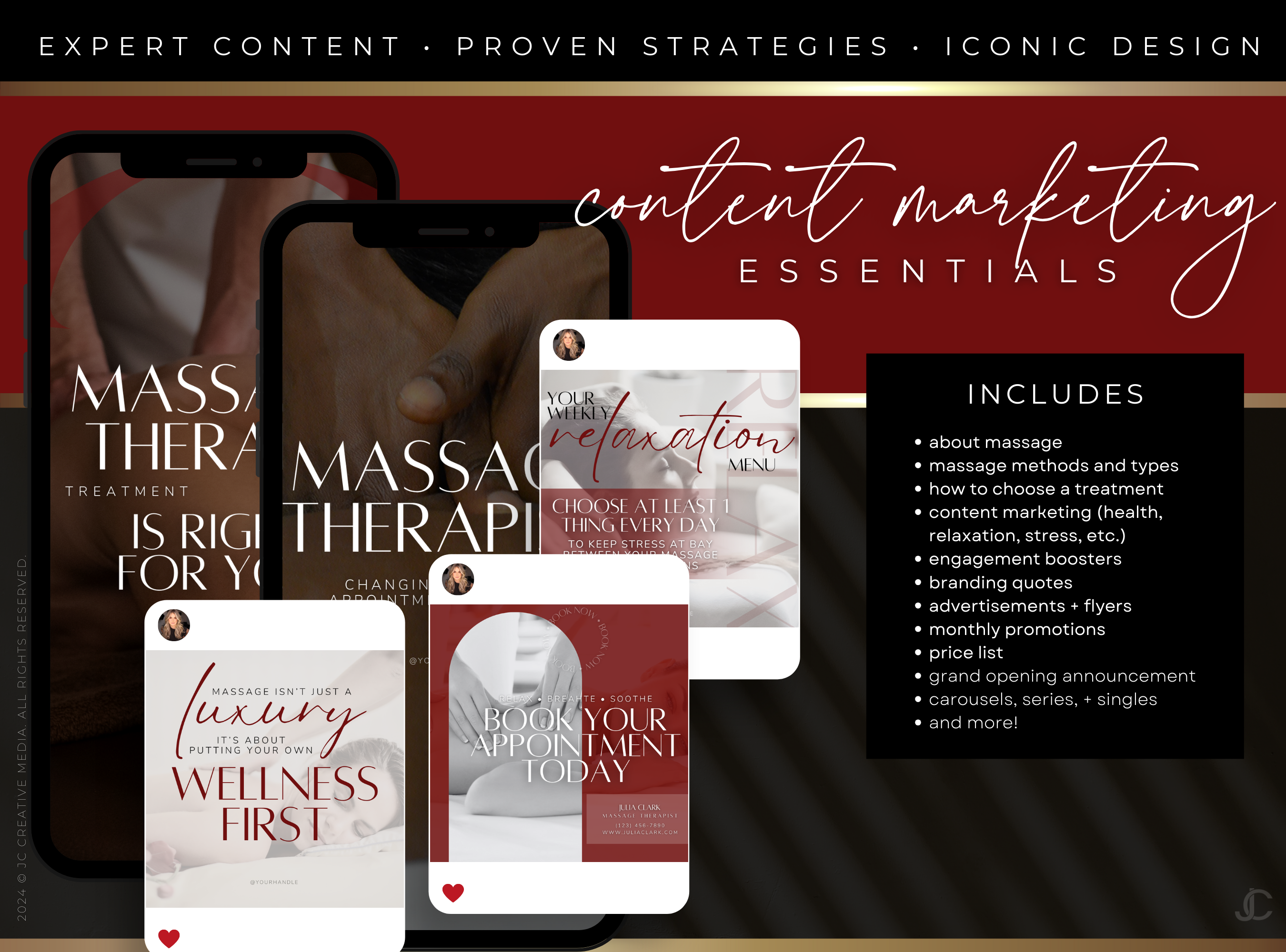 260 Massage Therapy Social Media Canva Templates for Spa Marketing | Aesthete Collection™ Vogue Edition